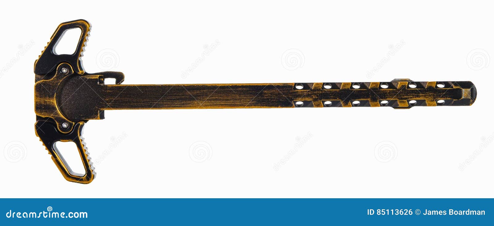 Distressed Black and Gold AR15 Charging Handle Stock Photo Image of issolated, ar15 85113626