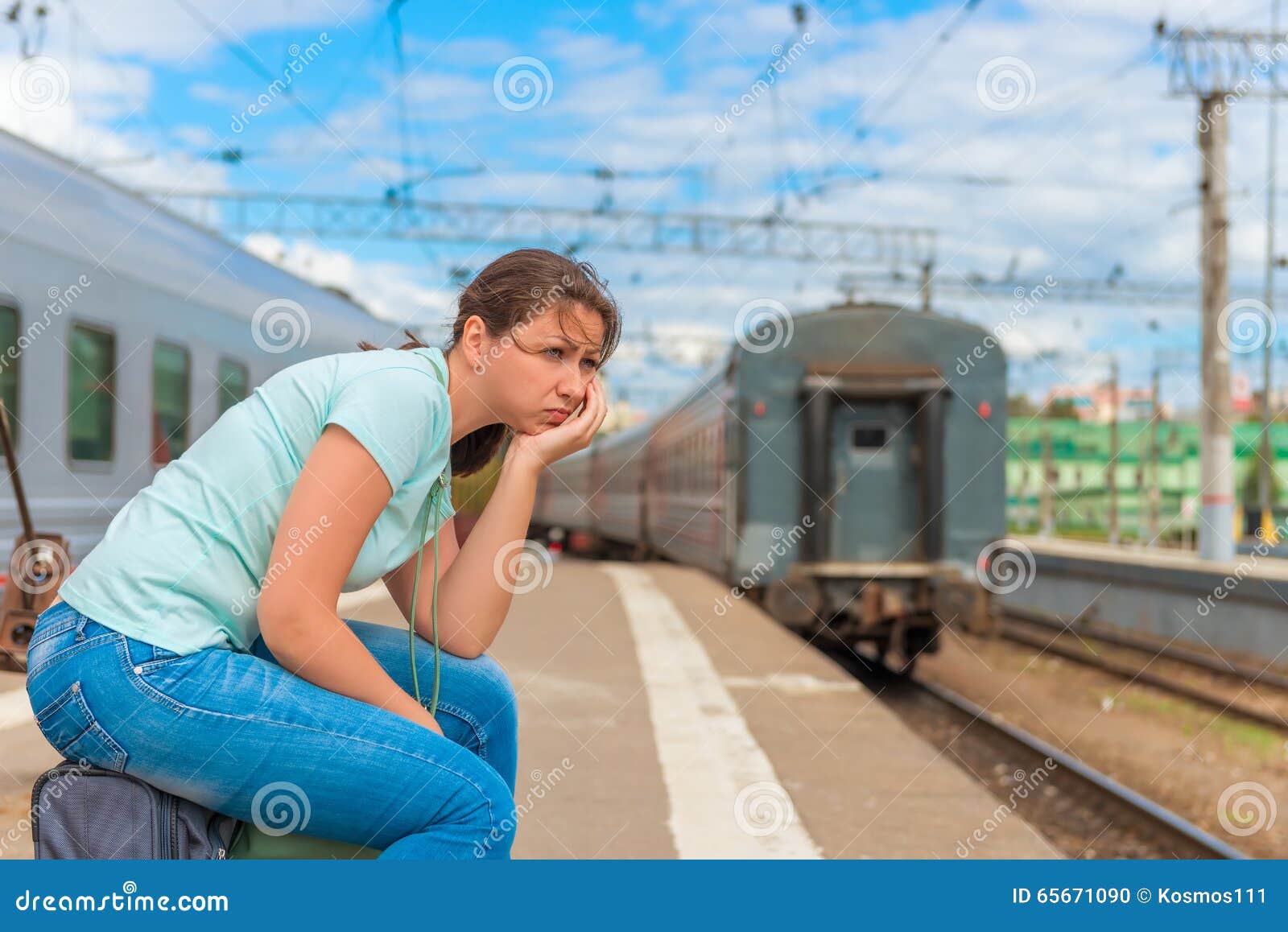 Distressed Girl Was Late For His Train Stock Photo Image