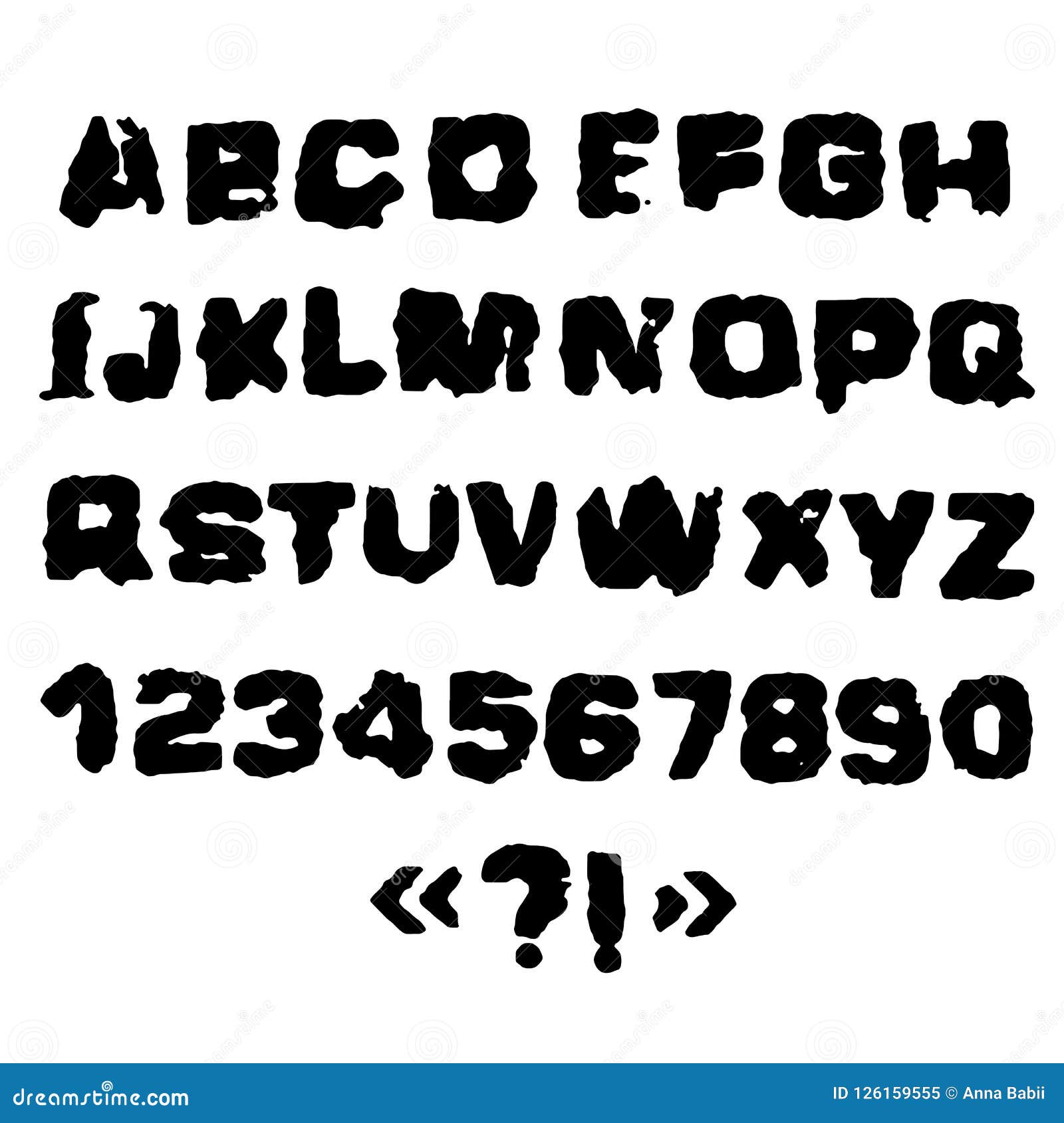 Download Distressed Grunge Alphabet And Numbers. Stamp Ink Font ...