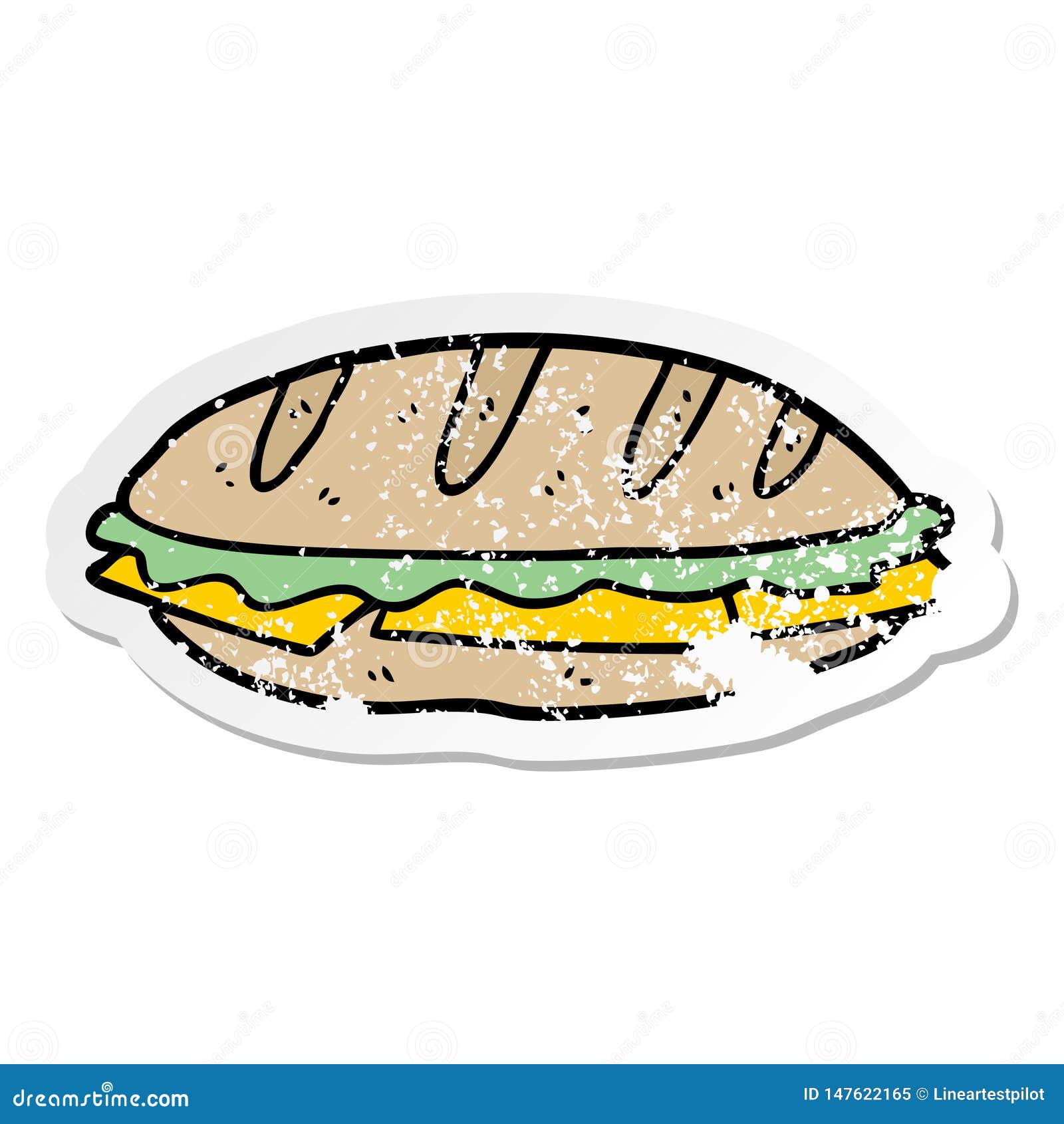 Distressed Sticker of a Cartoon Cheese Sandwich Stock Vector - Illustration  of label, grunge: 147622165