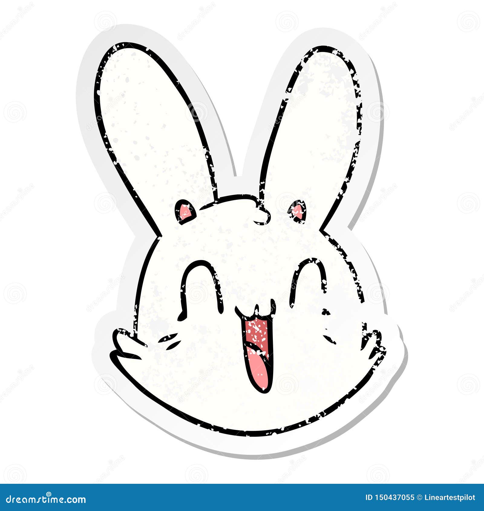 Download Distressed Sticker Of A Cartoon Crazy Happy Bunny Face ...