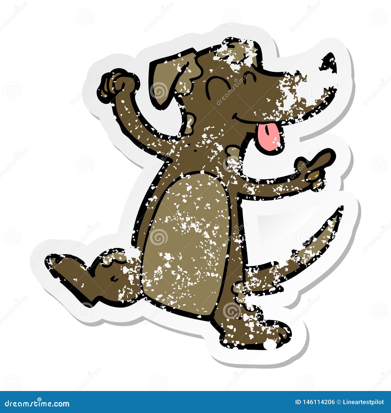 Distressed Sticker of a Cartoon Dancing Dog Stock Vector Illustration