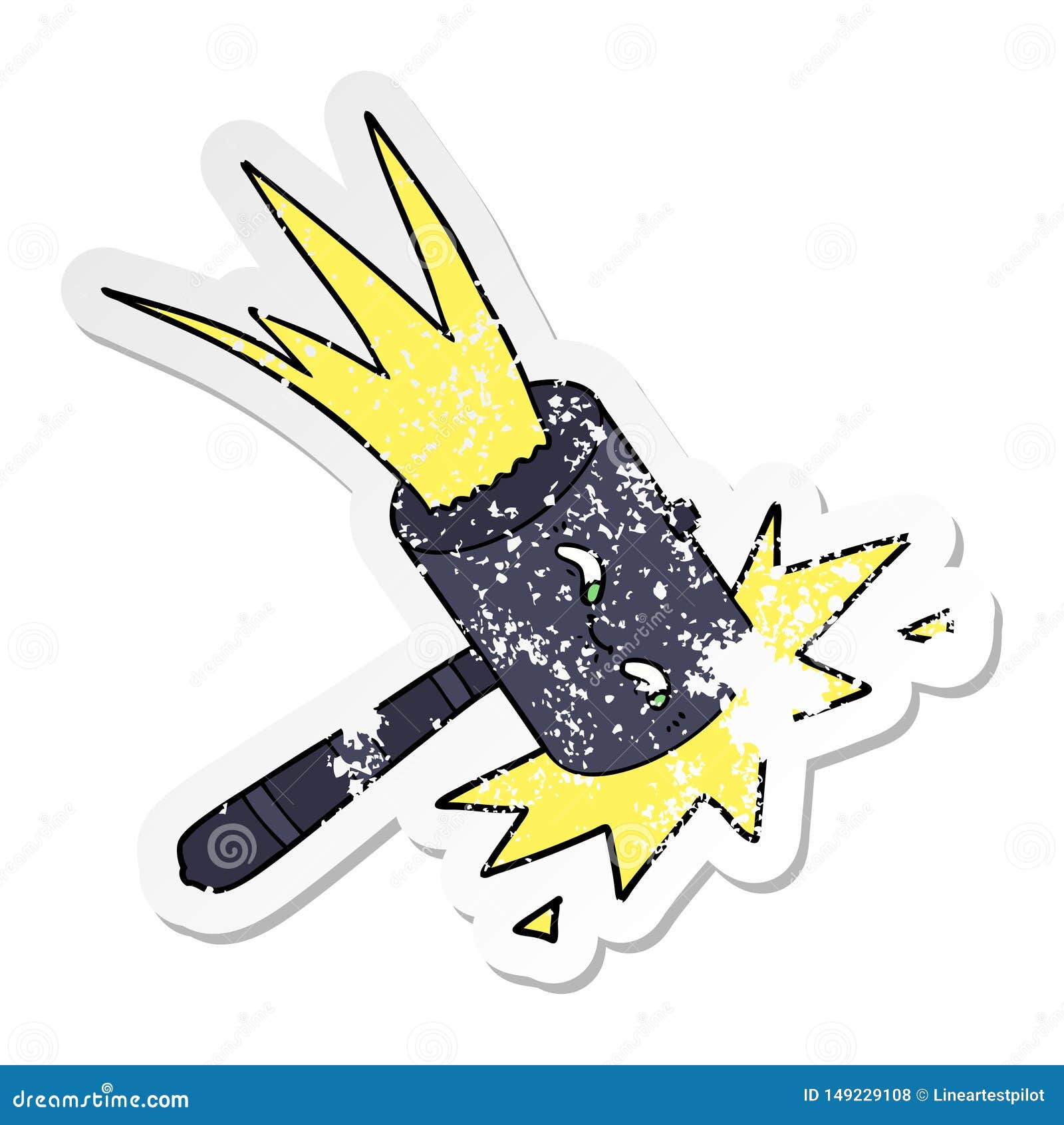 Cartoon Mallet Hitting - The illustration is available for download in