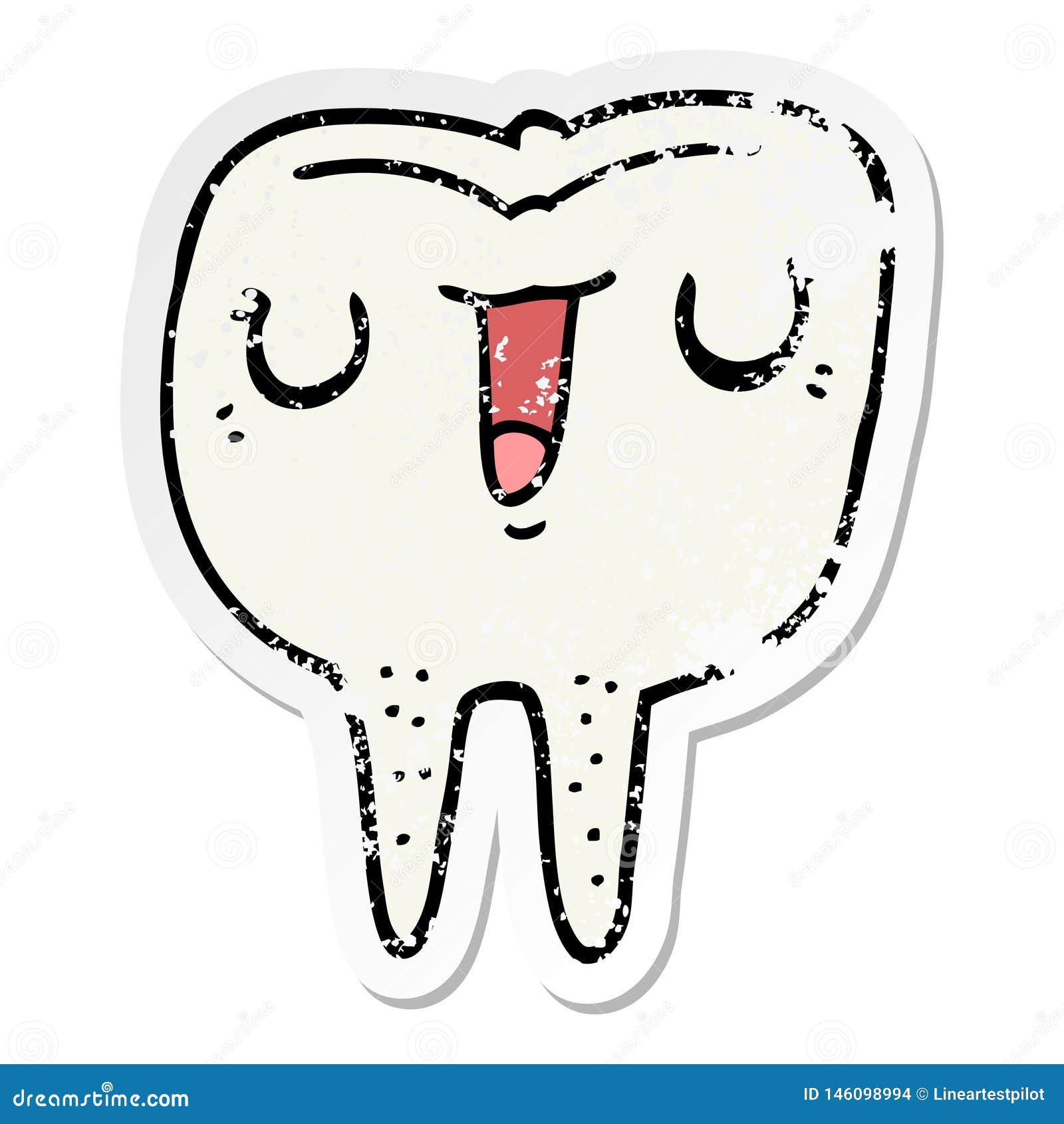 Tooth Teeth Happy Face Cute Cartoon Sticker Distressed Grunge Realistic  Torn Ripped Old Stick Icon Decal Label Drawing Illustration Retro Doodle  Freehand Free Hand Drawn Quirky Art Artwork Funny Character Stock  Illustrations –