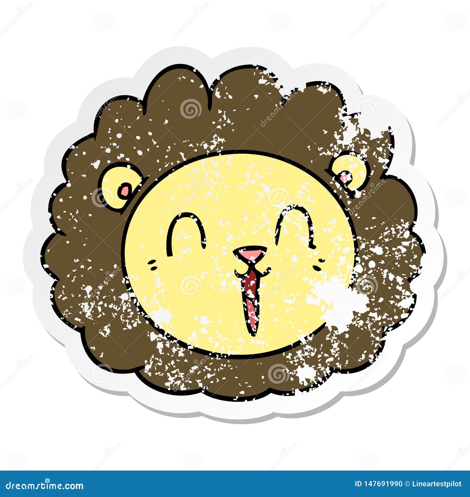 Distressed Sticker Of A Cartoon Lion Face Stock Vector ...