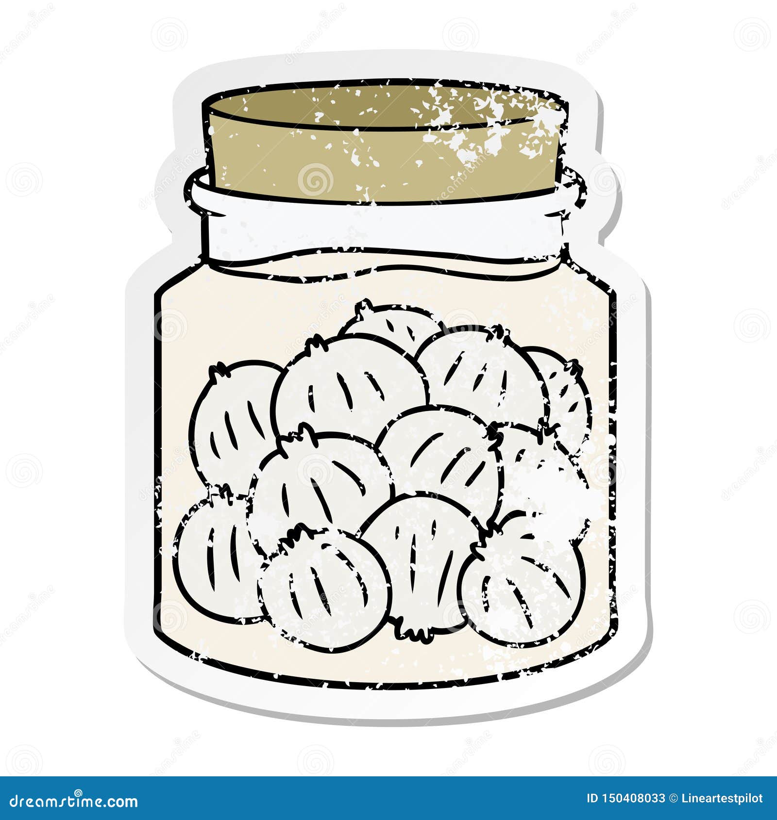 Distressed Sticker of a Cartoon Pickled Onions Stock Vector