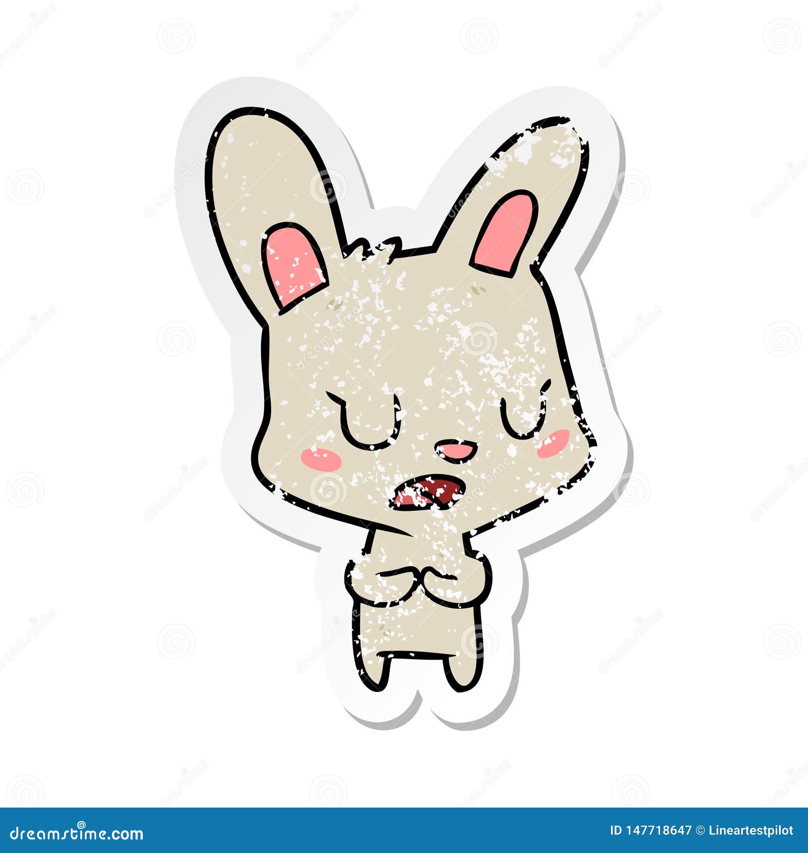 Download Distressed Sticker Of A Cartoon Rabbit Talking Stock ...