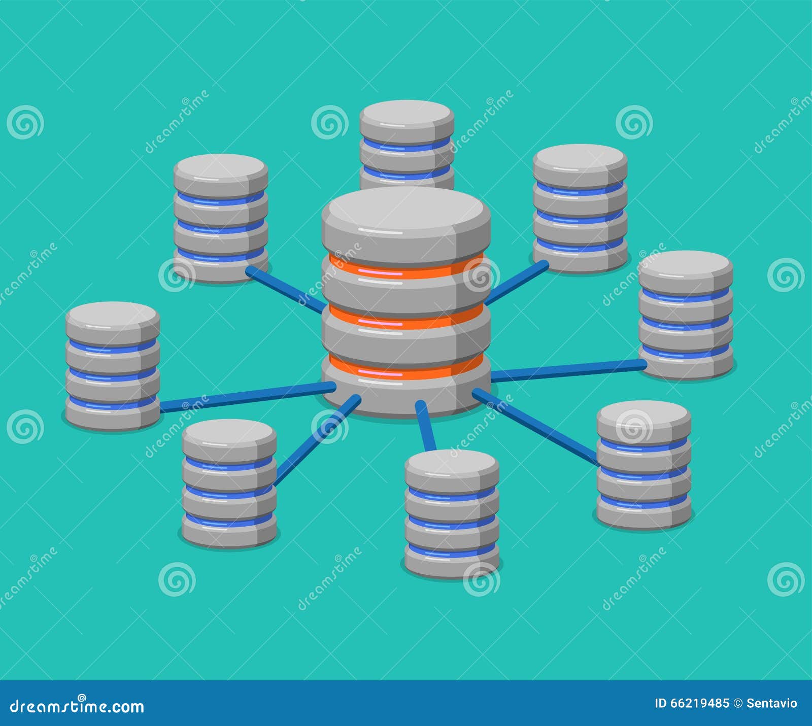 distributed data storage flat isometric  3d