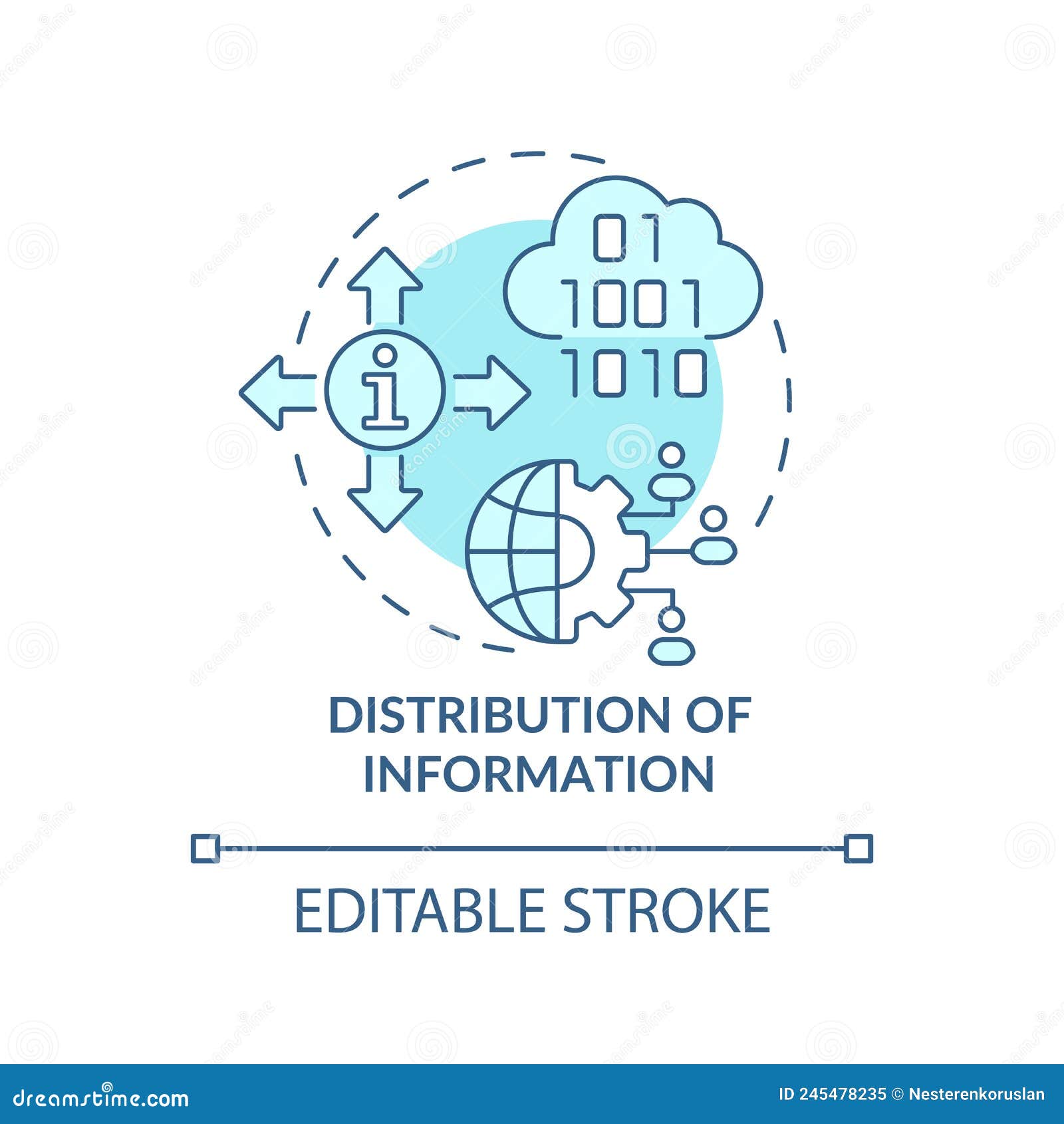 Distribution of Information Turquoise Concept Icon Stock Vector