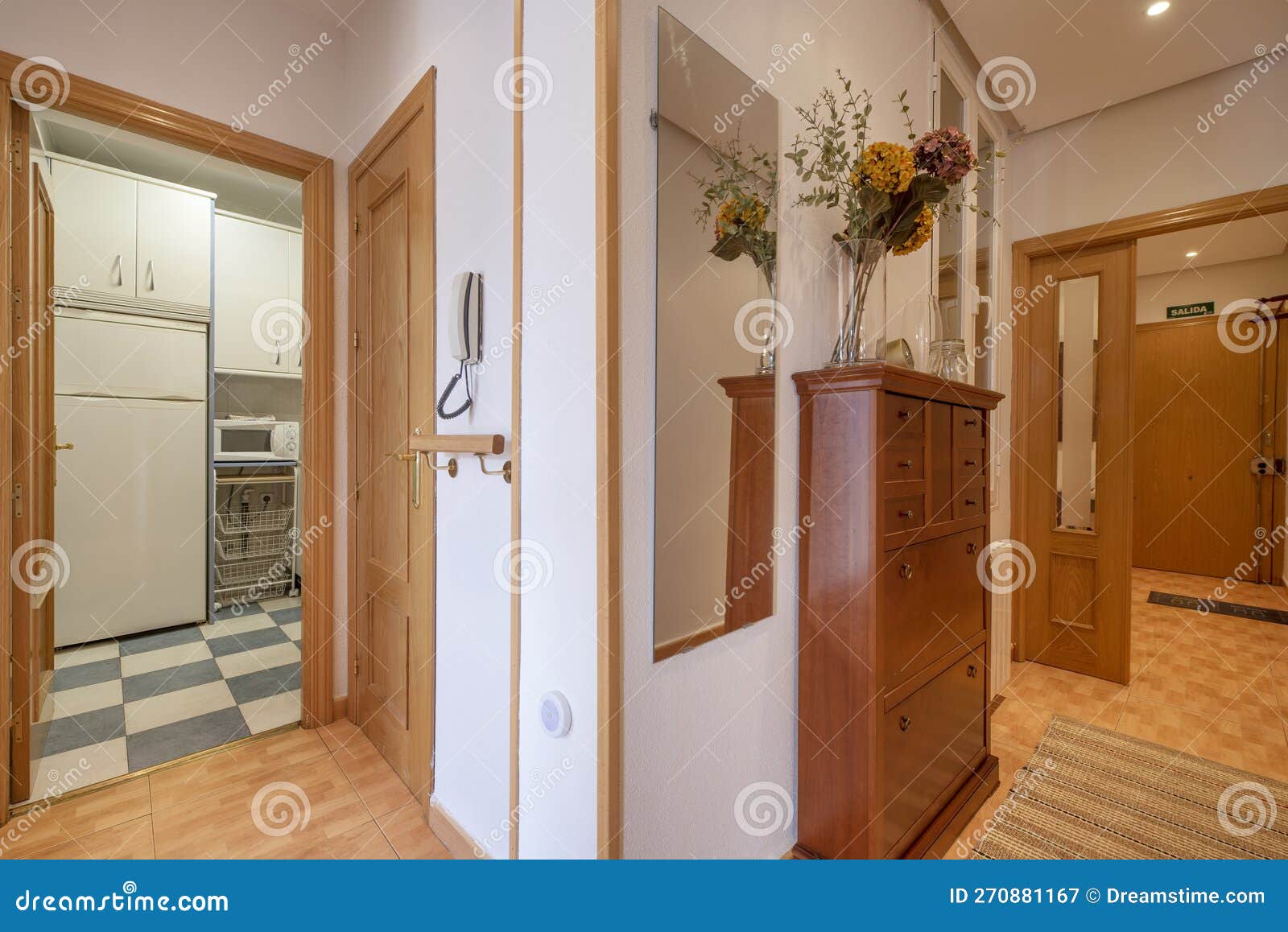 Distributor Corridor of a House with Stoneware Floors, Oak Doors, a