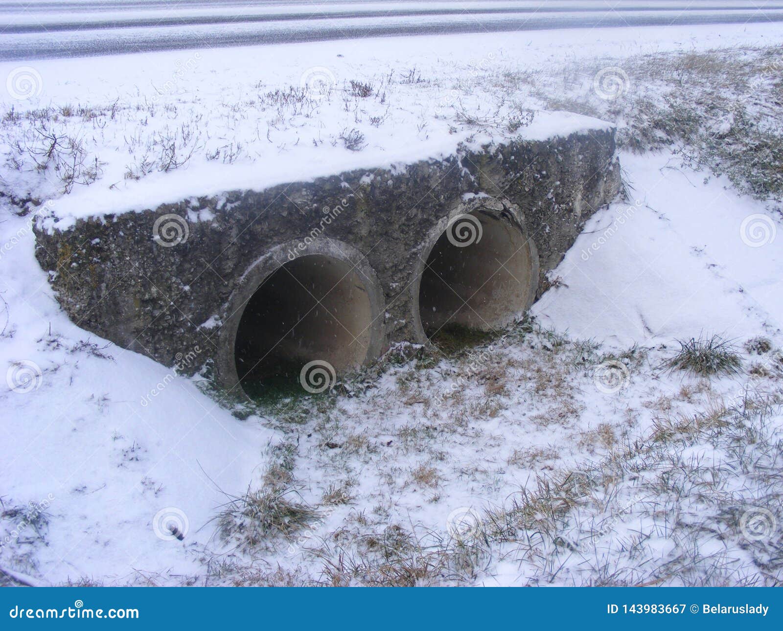 ditch sewerage of watter, pipe for river, engineering concept. ecology concept