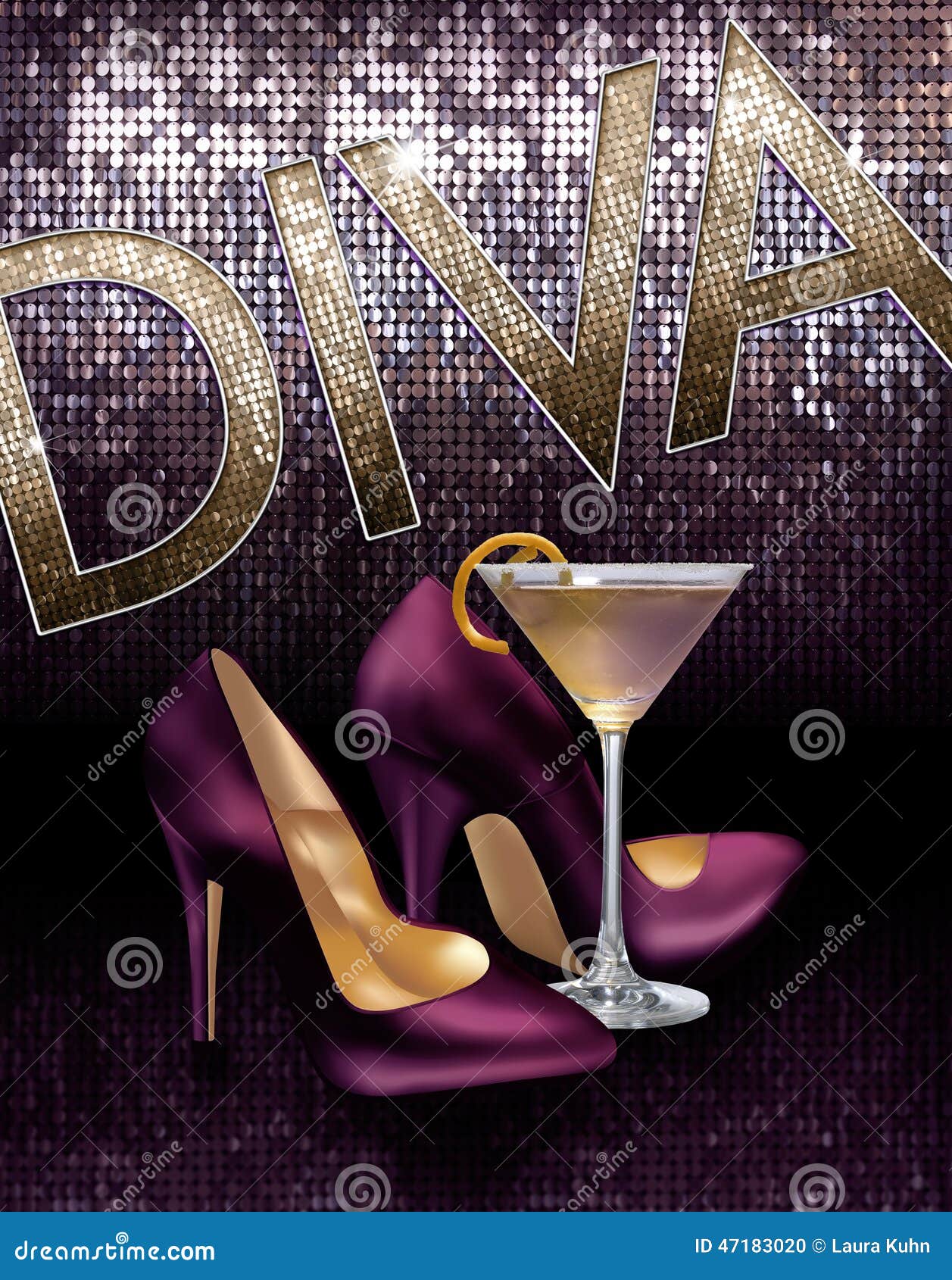 Diva Girls About Town Cocktail Heels Background RoyaltyFree Stock
