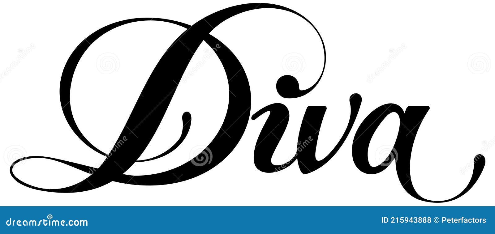 Diva Custom Calligraphy Text Stock Vector Illustration of design