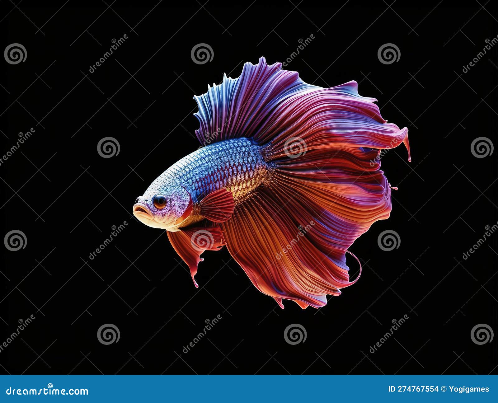 vibrant ai-generated underwater art with hyper-realistic sci-fi style, realistic fish portraits, saturated colors, light crimson &