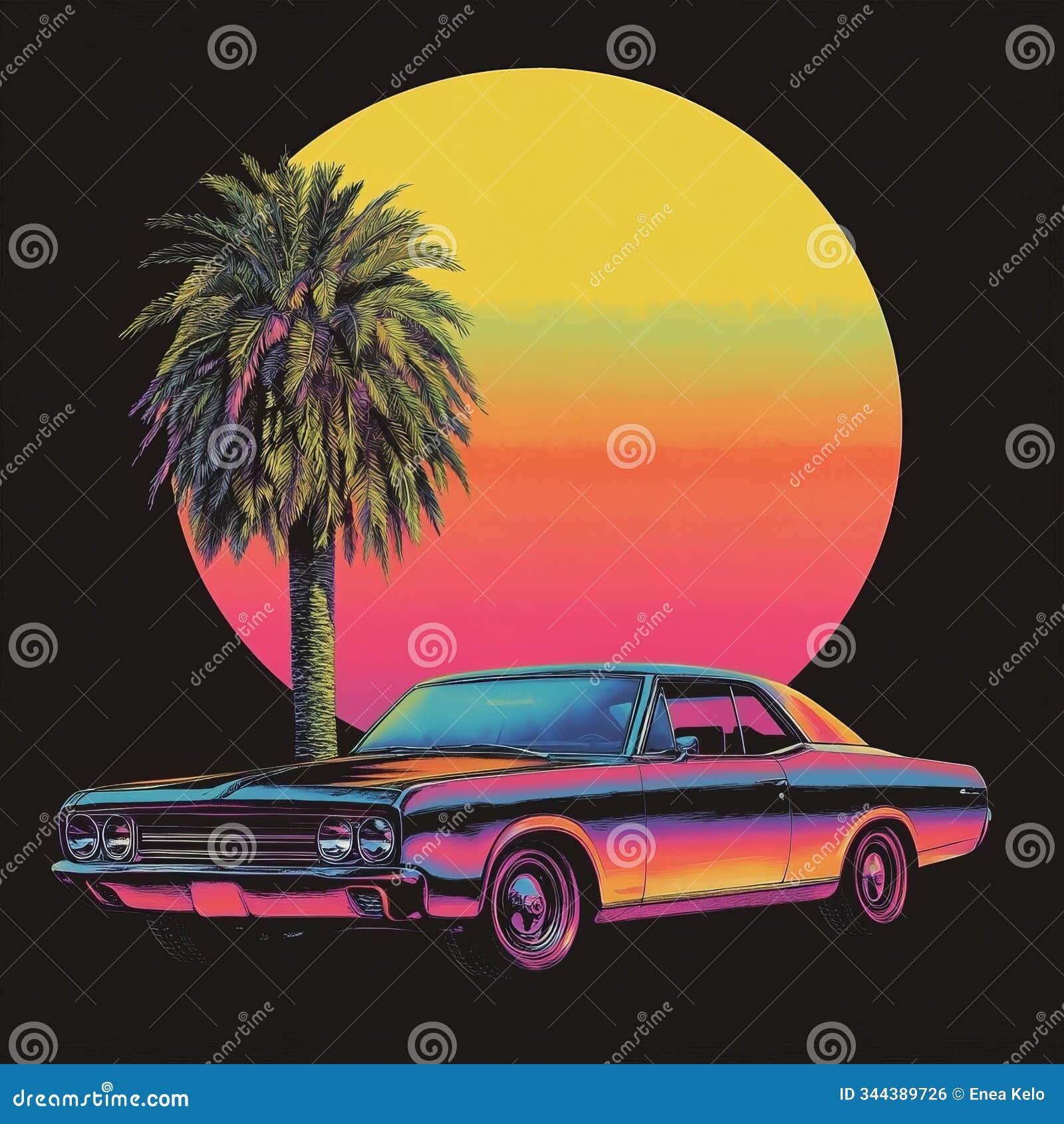 retro synthwave car t-shirt 