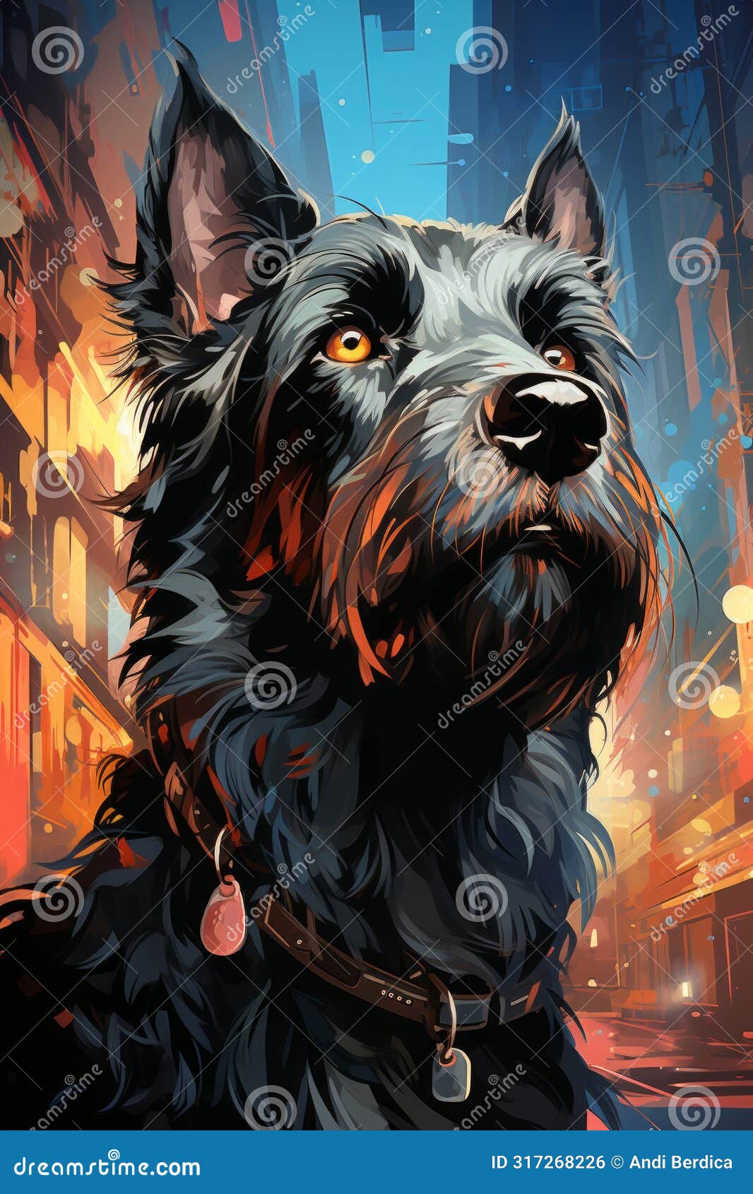 syd mead cyber canine: giant schnauzer