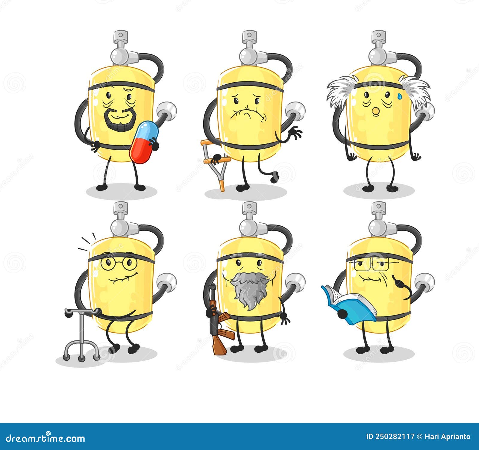 Diver Cylinder Elderly Character. Cartoon Mascot Vector Stock Vector