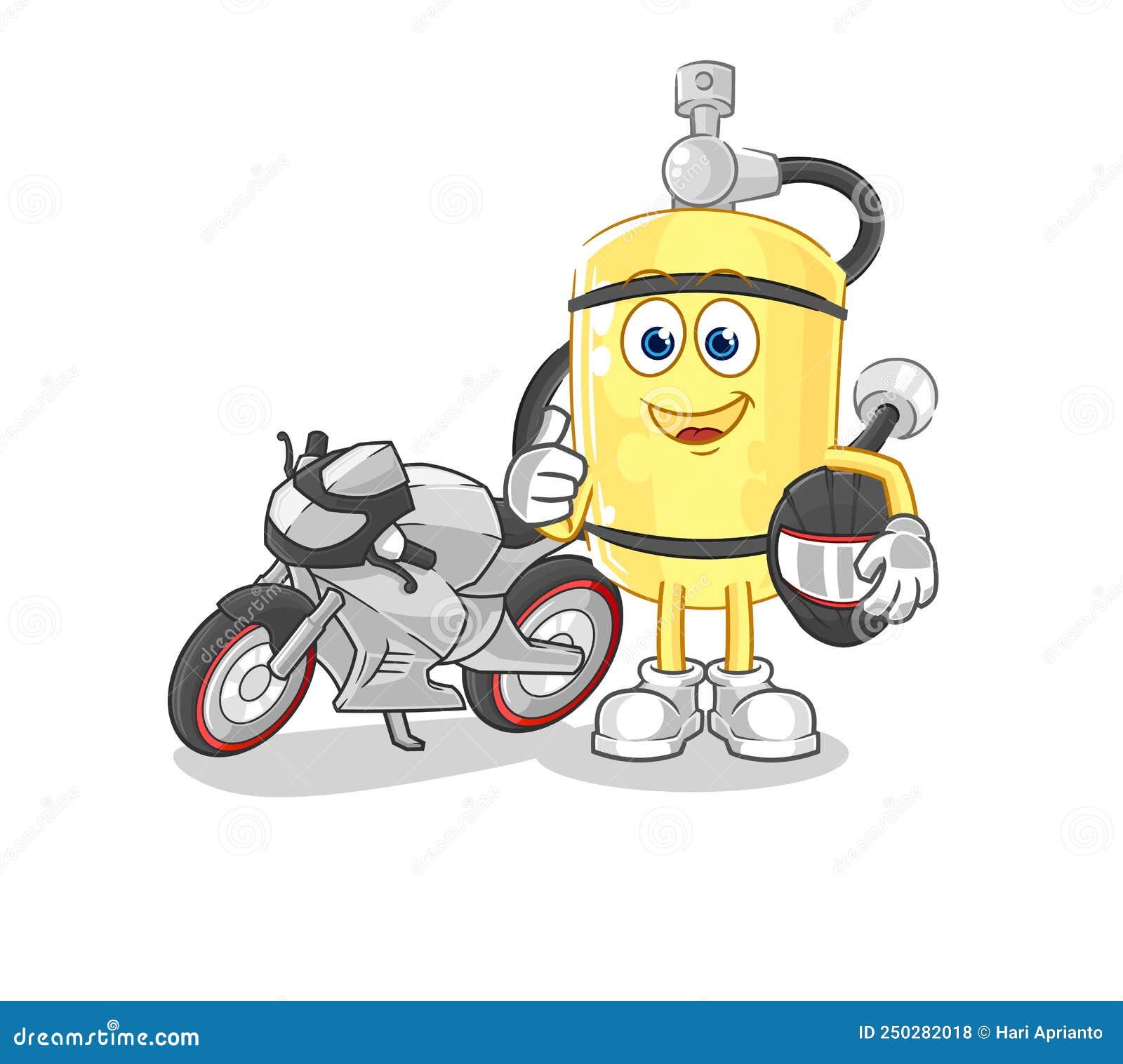Diver Cylinder Racer Character. Cartoon Mascot Vector Stock