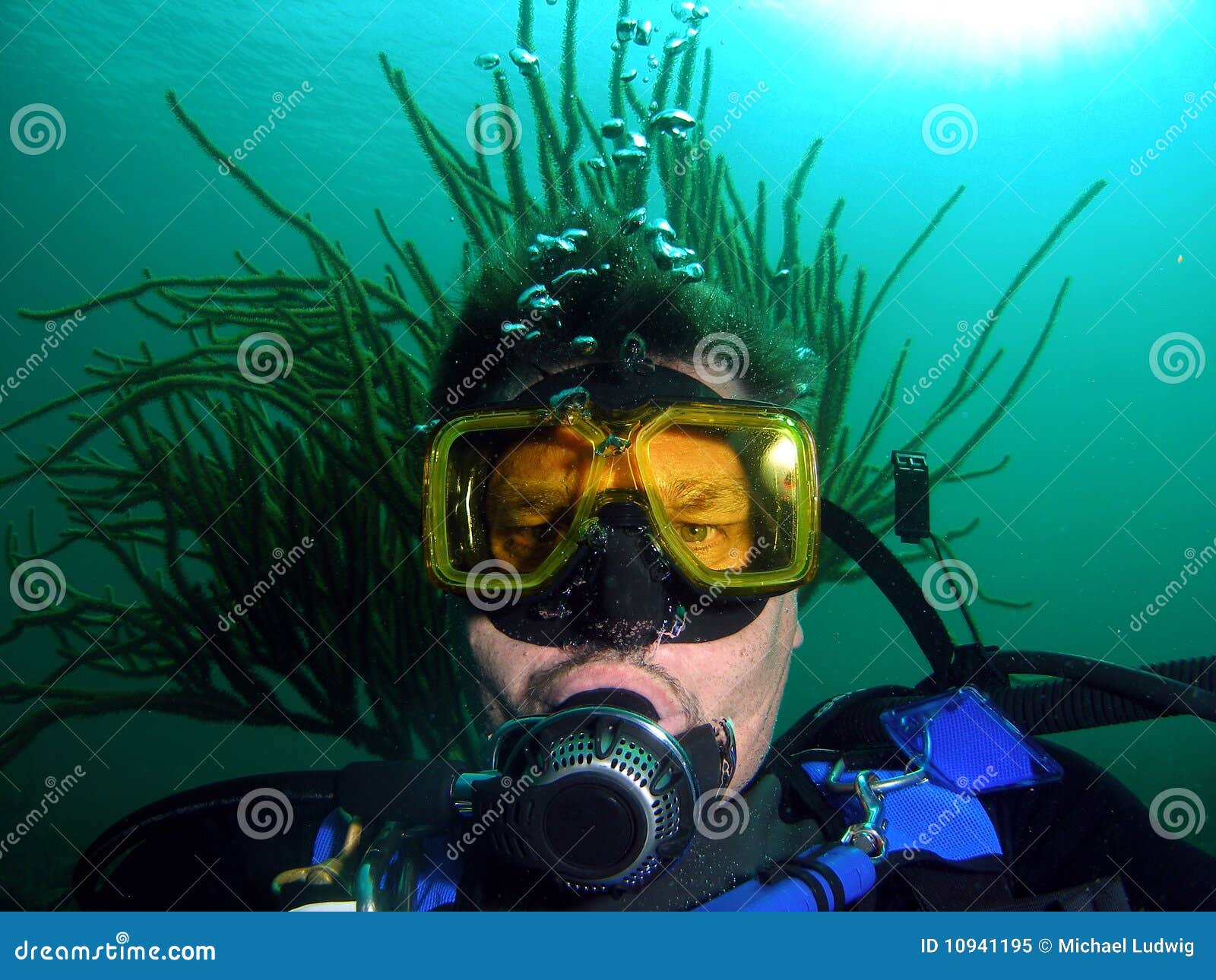 diver with hairdo