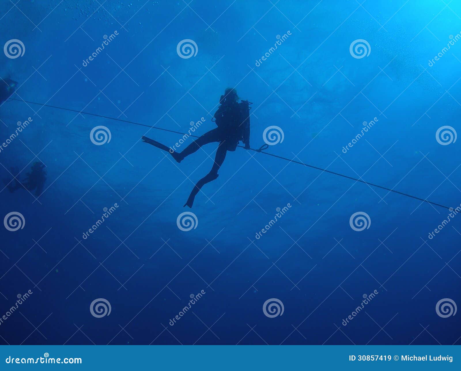 Diver at Safety Stop stock image. Image of outdoor, dive 30857419