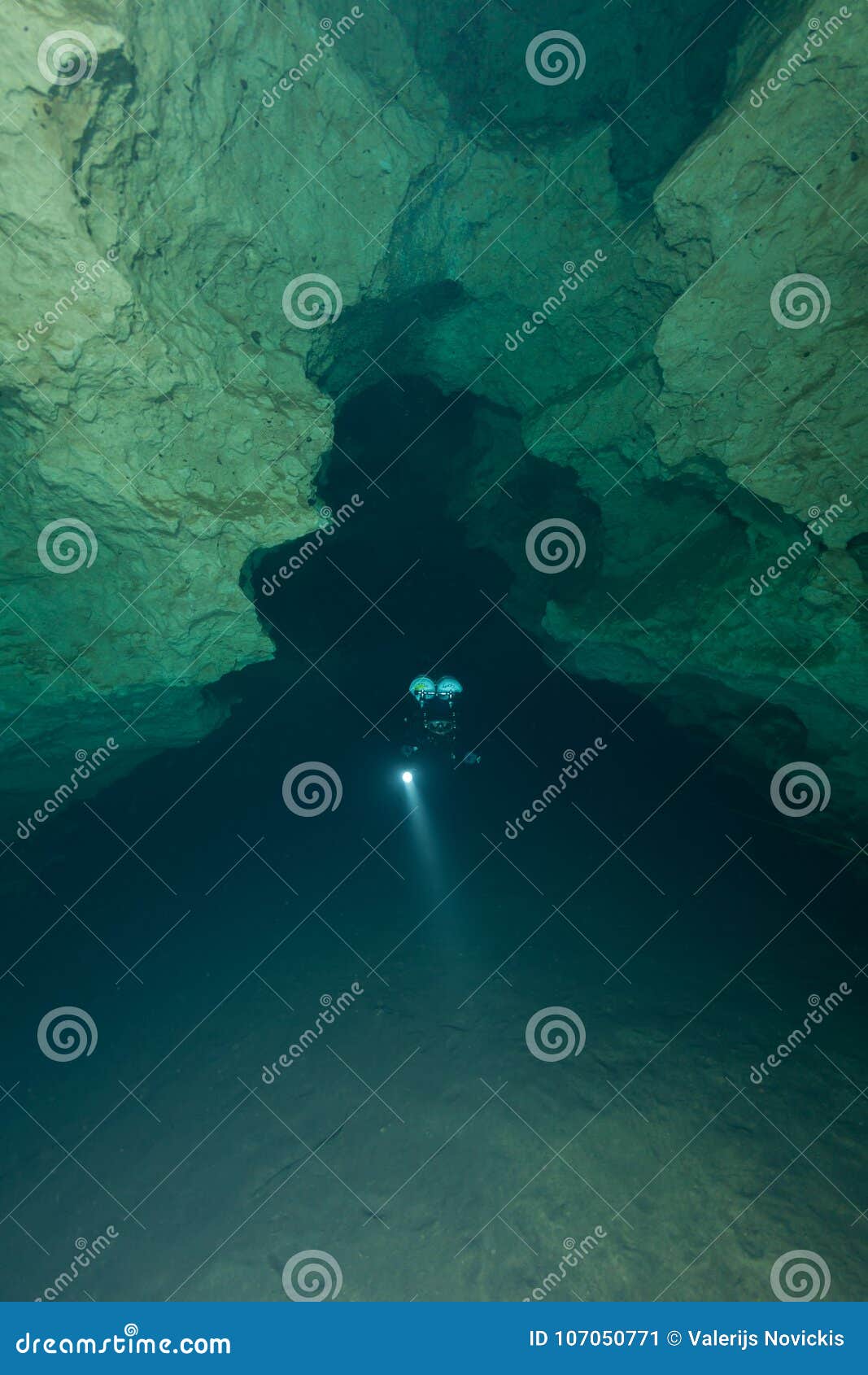 Divers Underwater Caves Diving Florida America Stock Image Image of