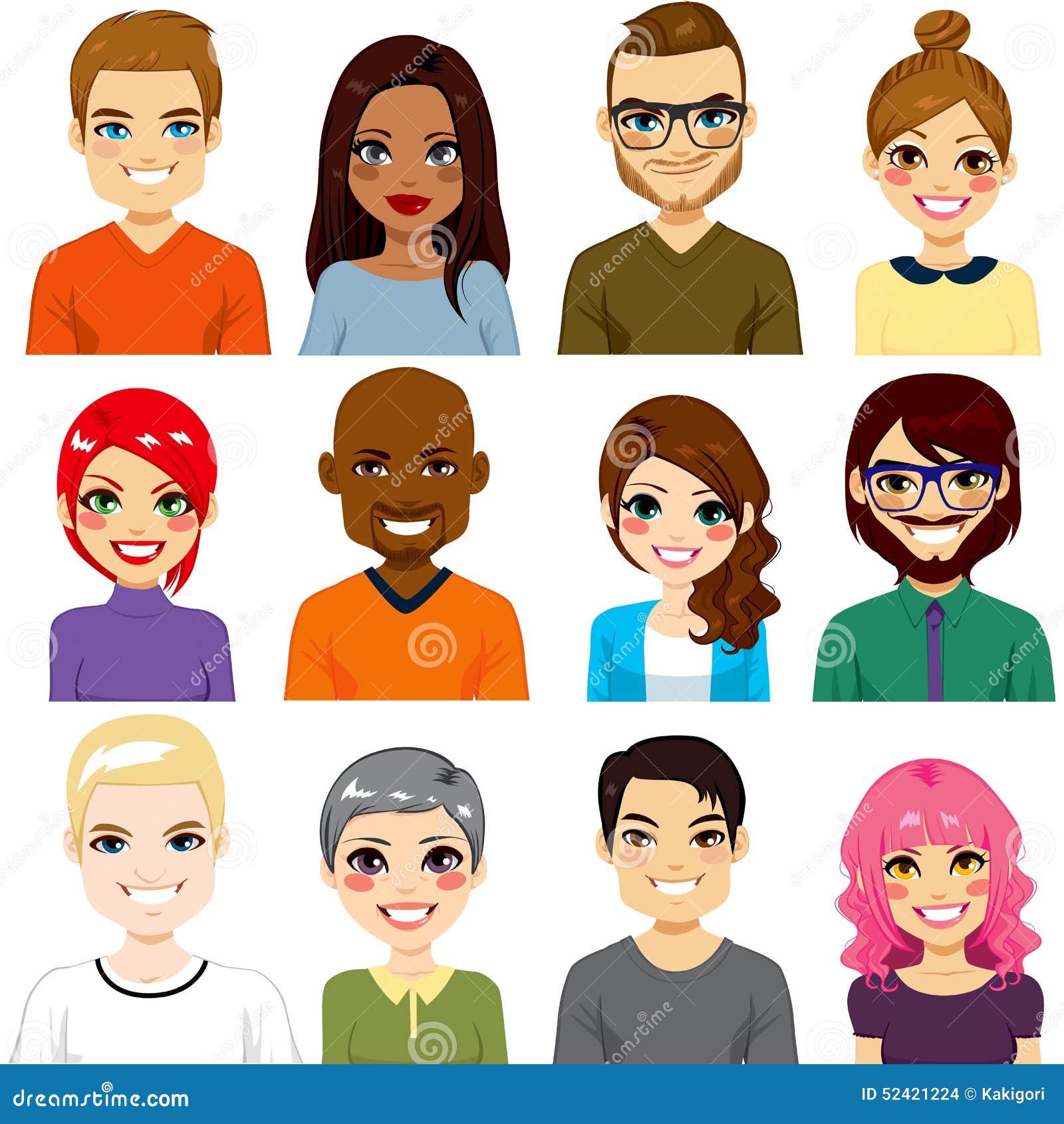 People Profiles Illustrated Avatar Set Vector Profile Types Portraits Social Networks Icons Female Young Faces Stock Vector Illustration of hairstyle communication 172731987