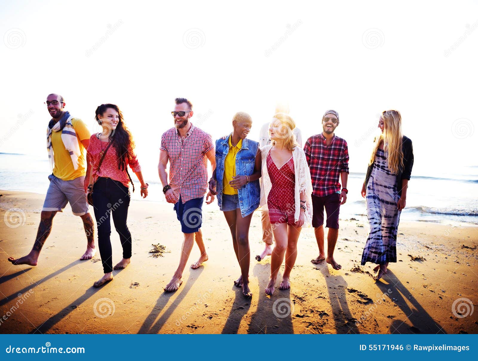 diverse beach summer friends fun bonding concept