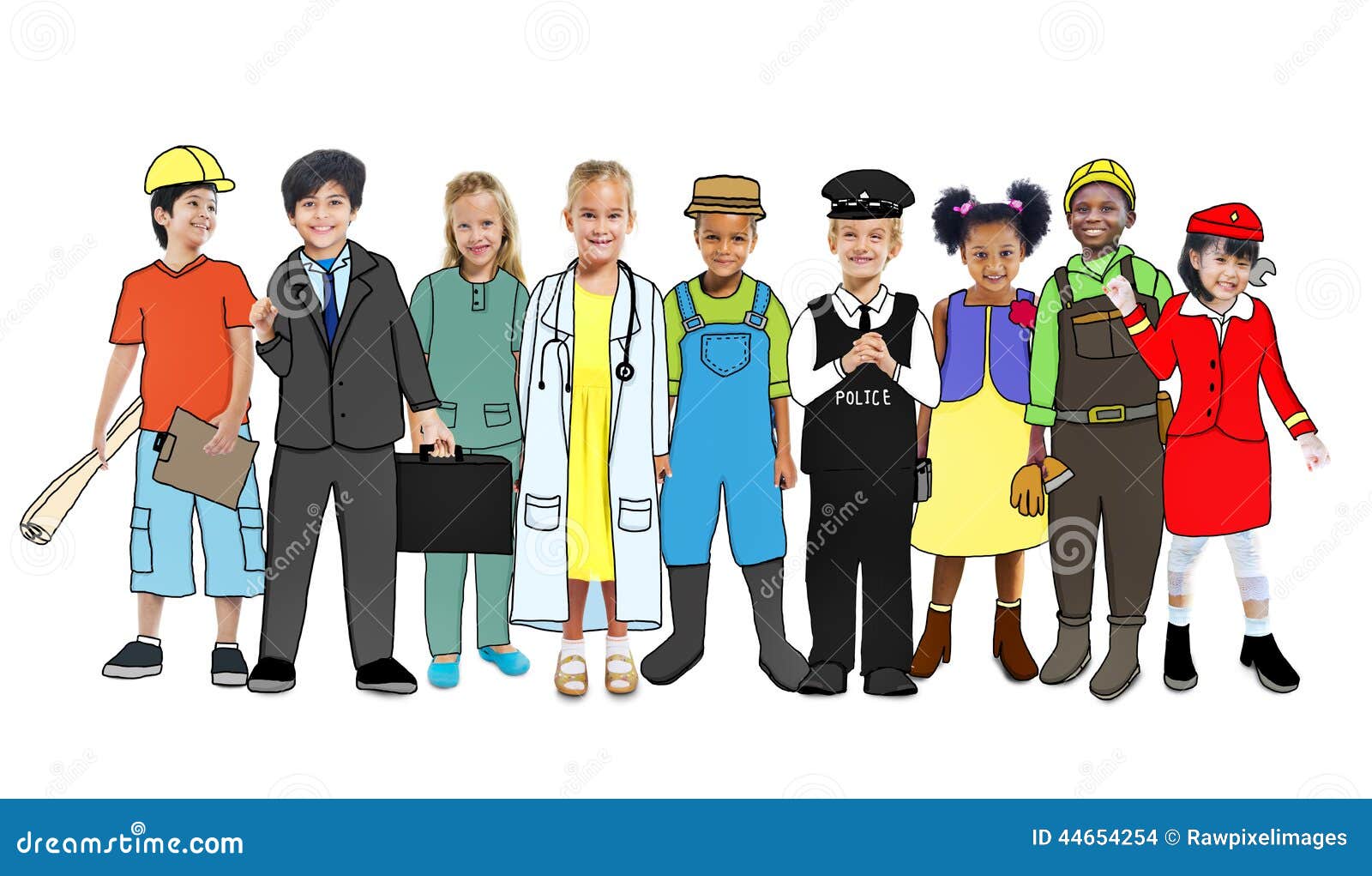 diverse children with various occupations 
