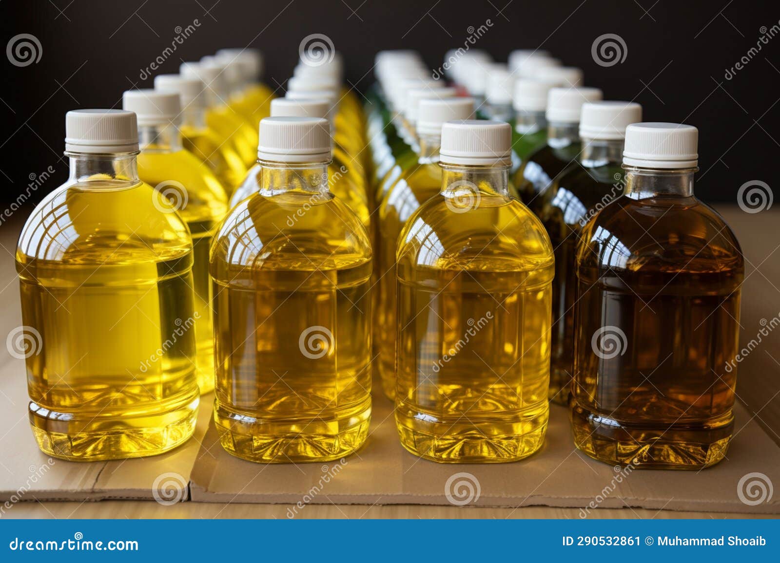 Diverse Cooking Oil Bottles Packaged in a Practical and Organized