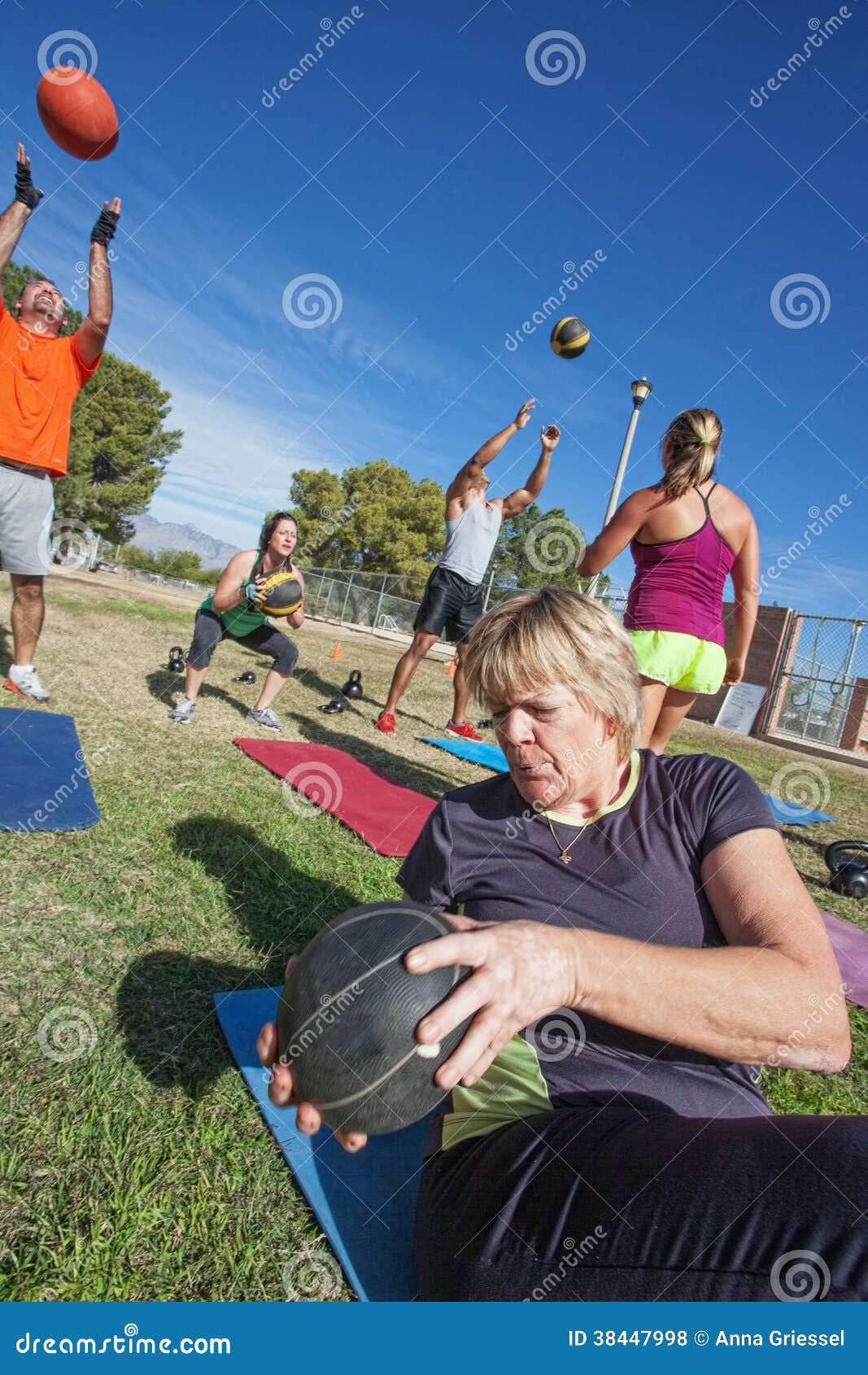 Diverse Group Exercising Outdoors Stock Photo Image of strong