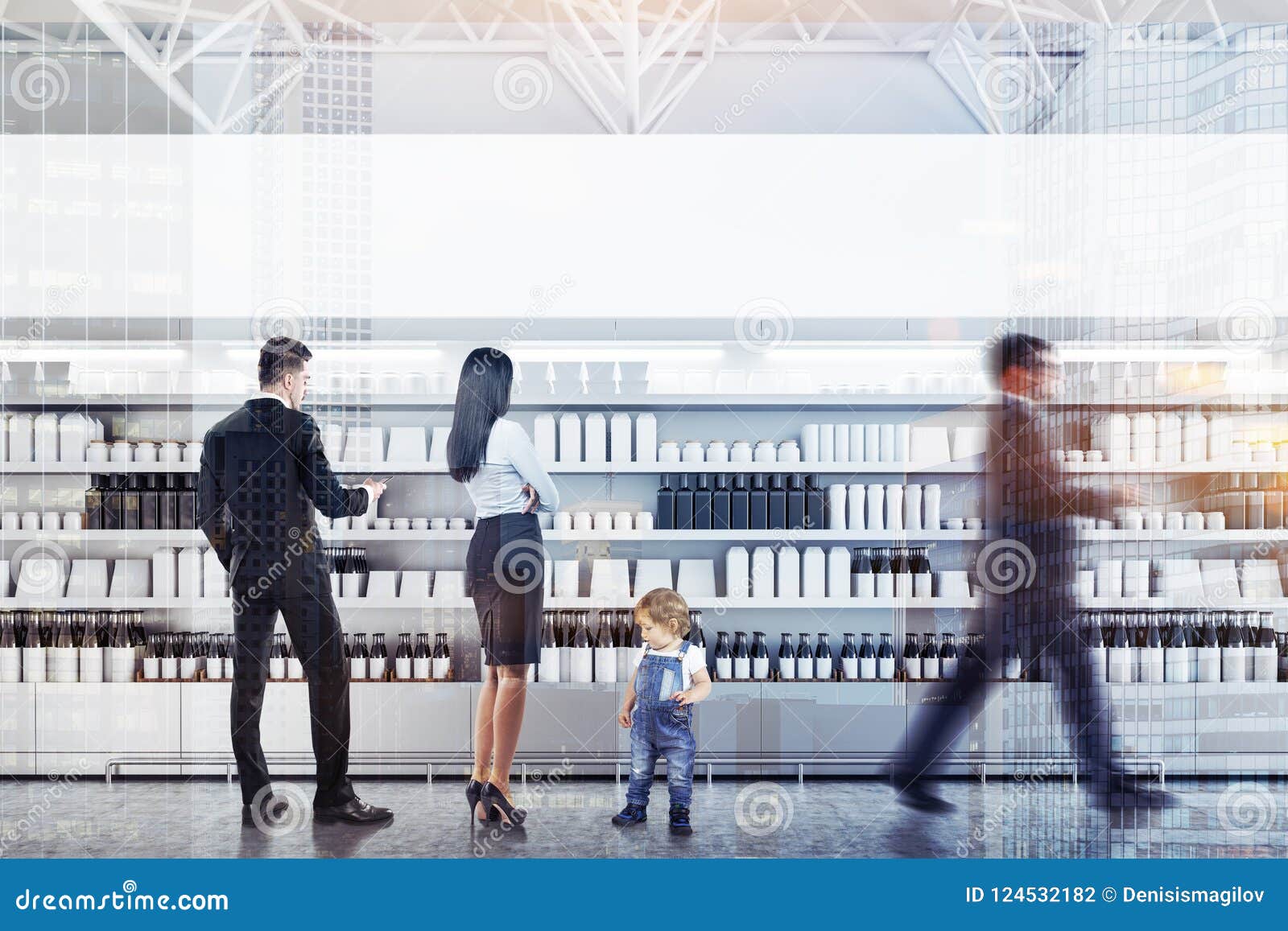 Download Supermarket Shelves With Mock Up Boxes, People Stock ...
