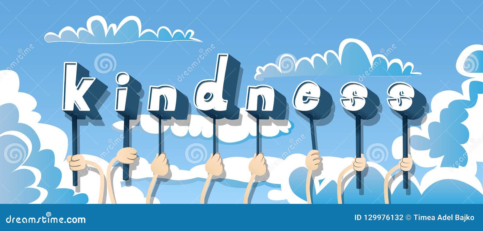 Hands Holding the Word Kindness. Stock Vector Illustration of hands