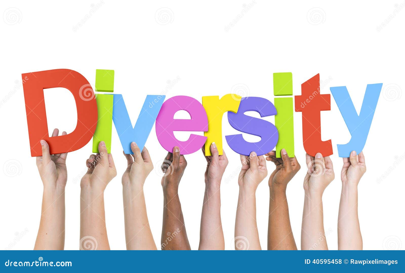 diverse hands holding the word diversity