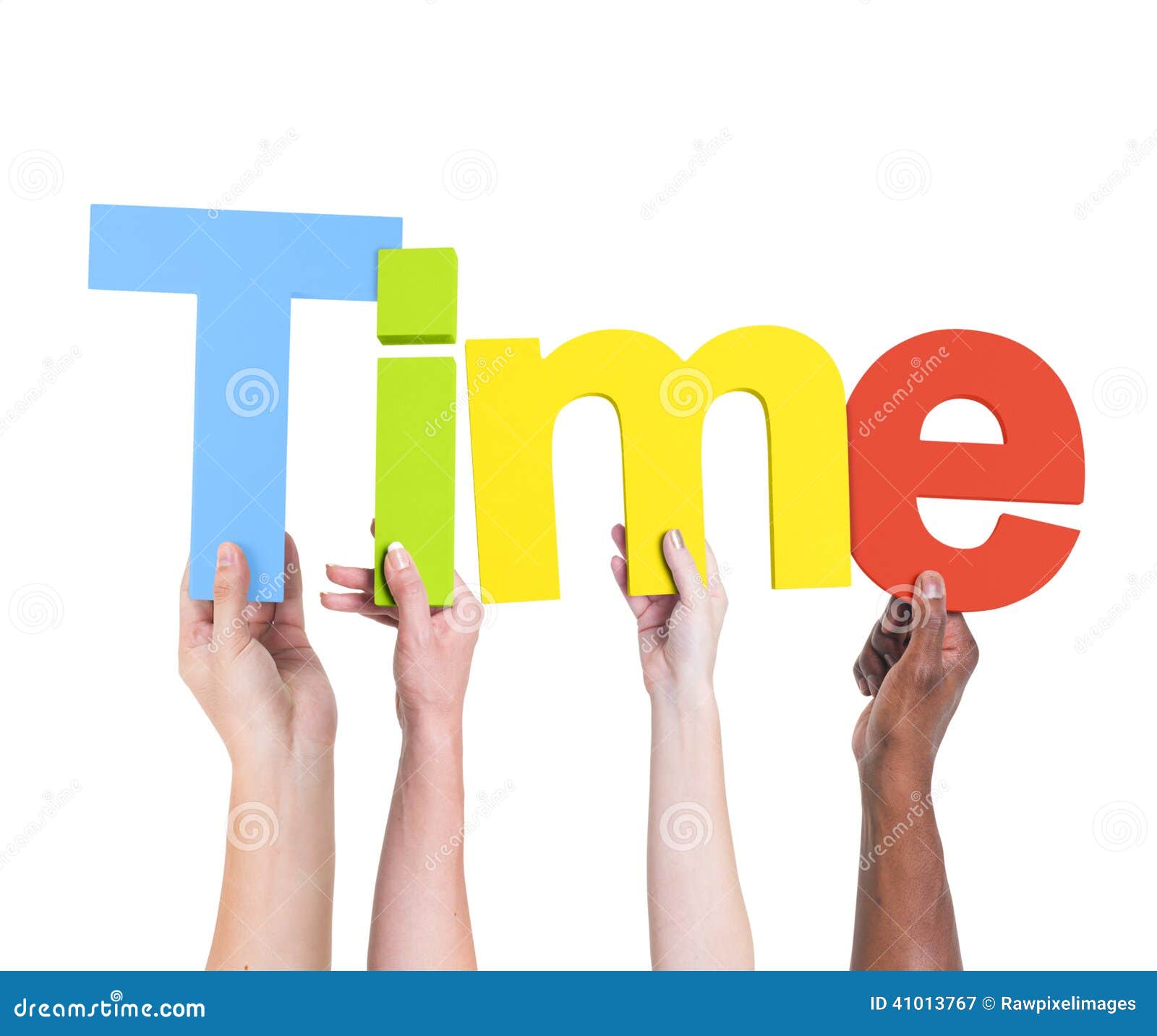 Diverse Hands Holding The Word Time Stock Photo - Image: 41013767