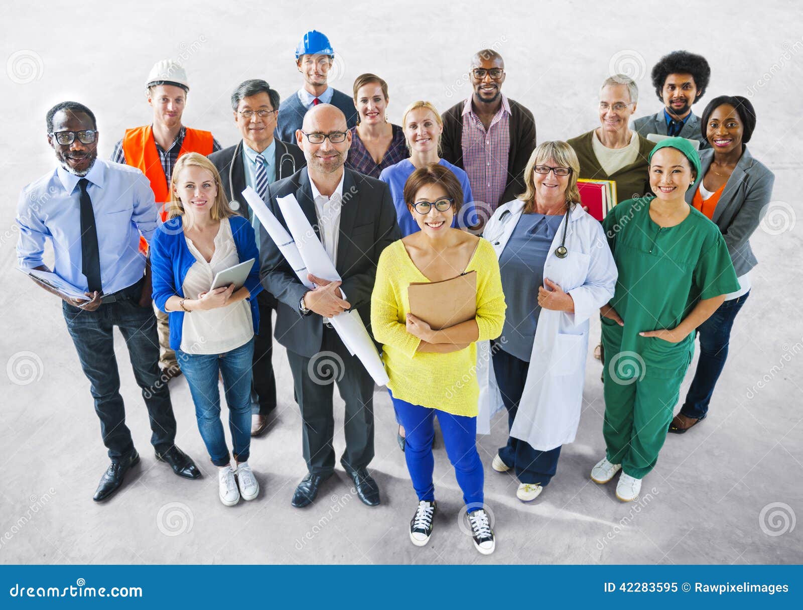 diverse multiethnic people with different jobs