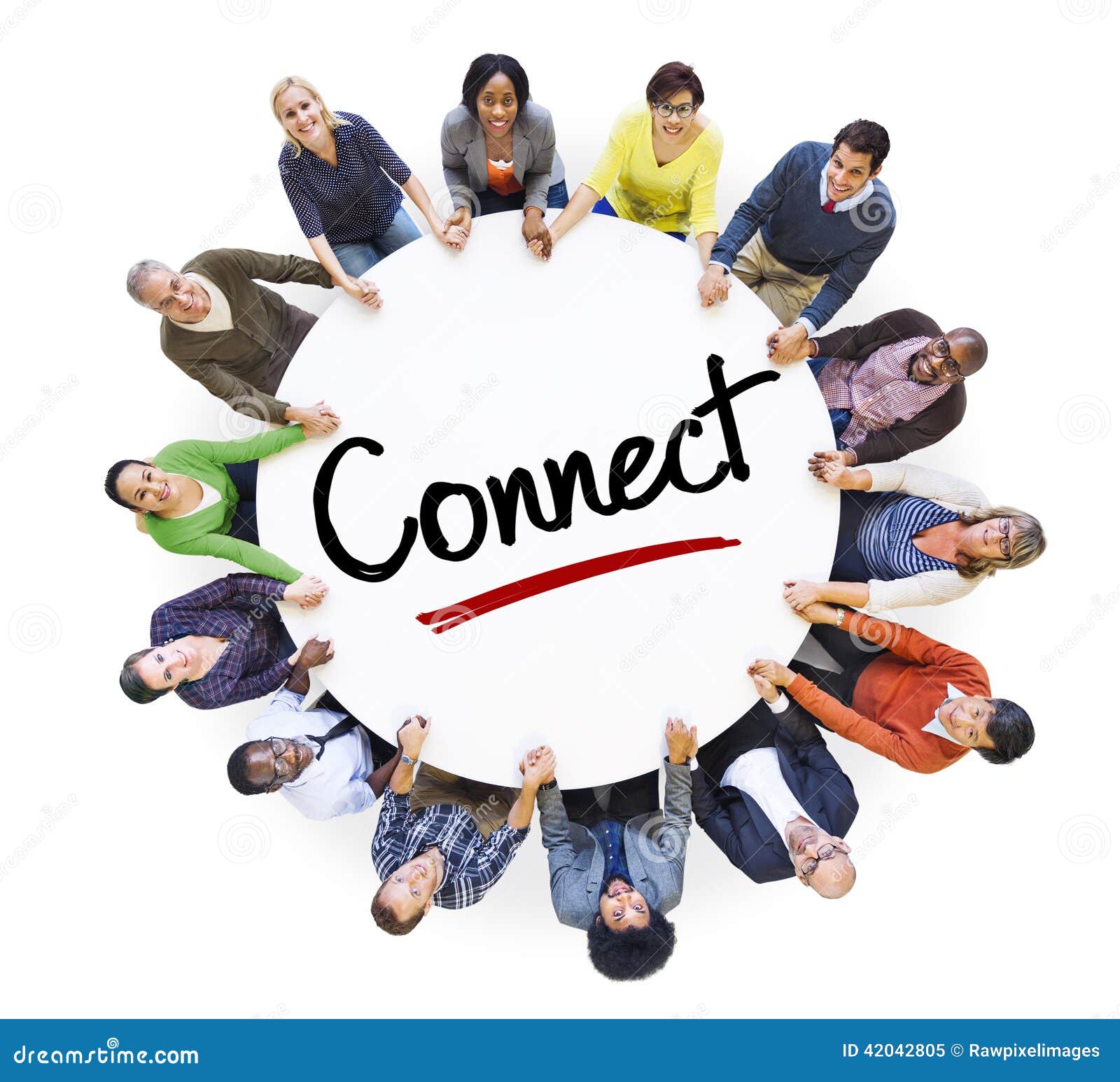 diverse people in a circle with connect concept