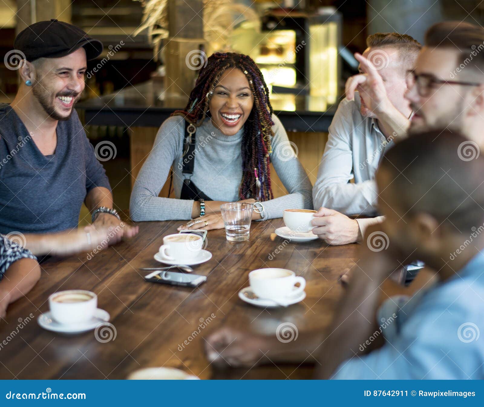 diverse people hang out coffee cafe friendship