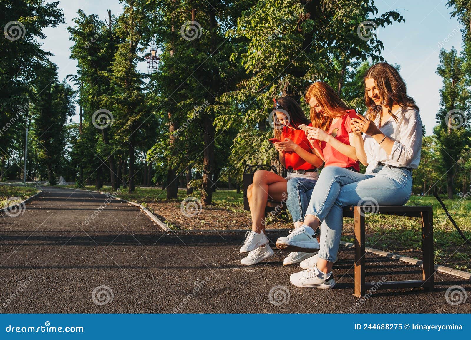 Diverse young women wear underwear sitting showing legs on beige