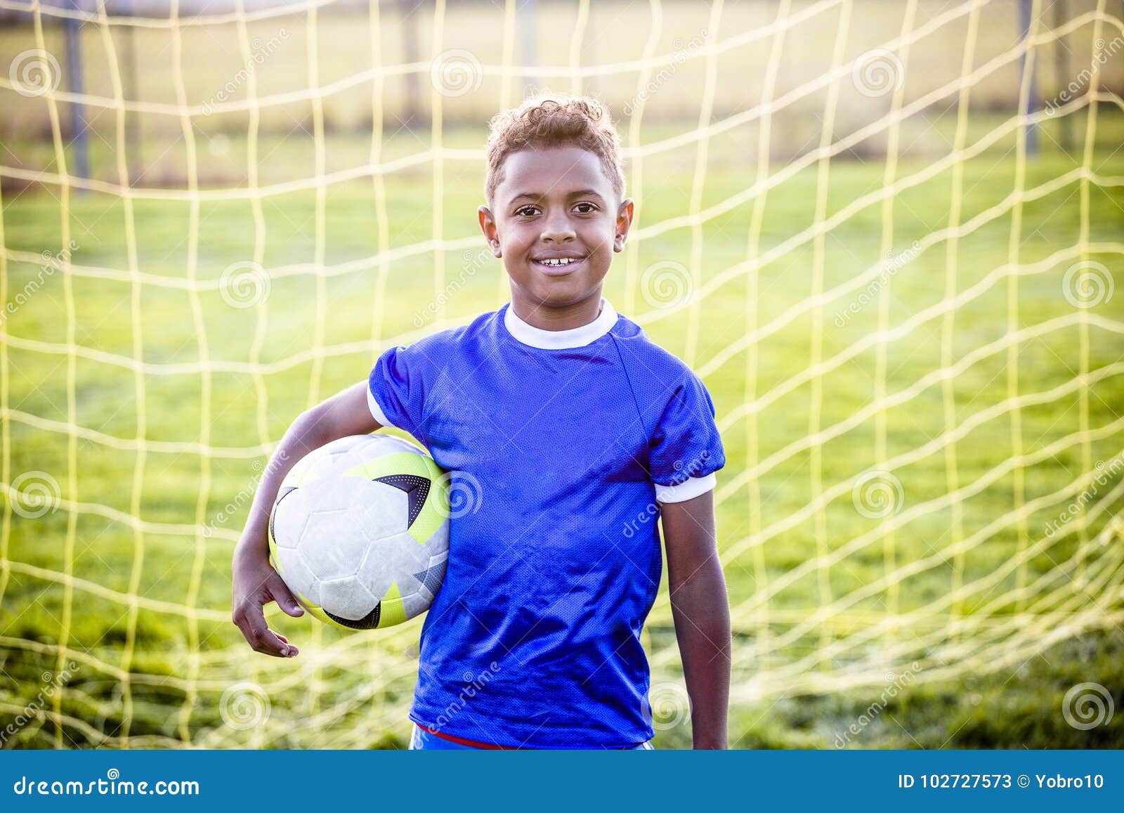 diverse young boy on a youth soccer team