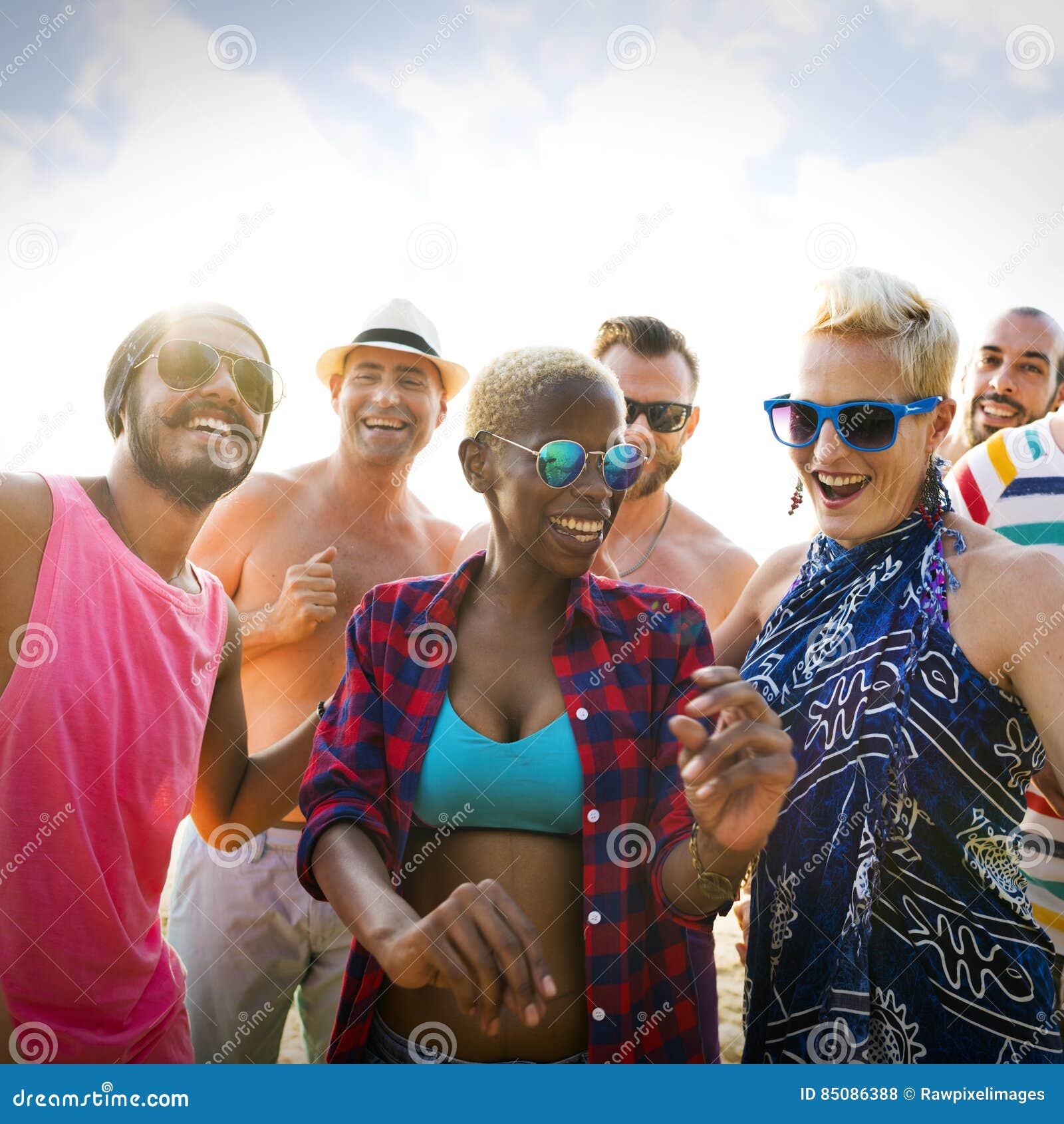 Diverse Young People Fun Beach Concept Stock Photo - Image of ...
