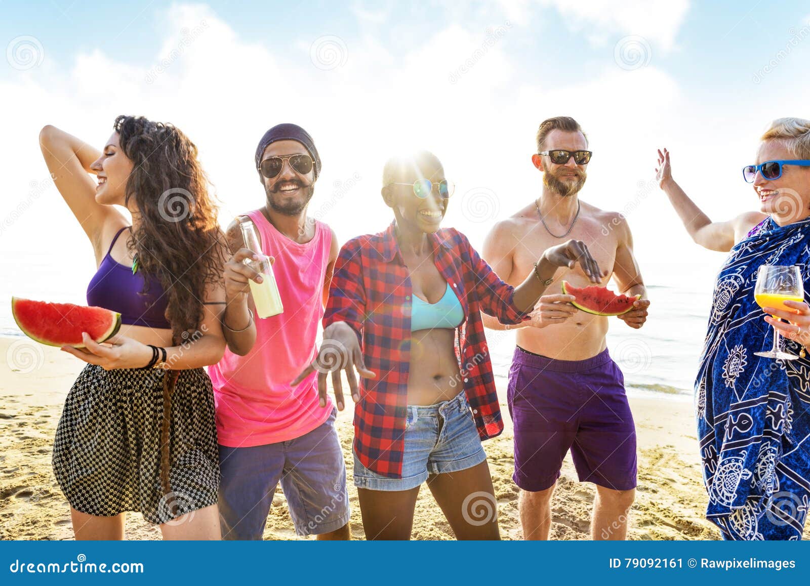 Diverse Young People Fun Beach Concept Stock Image - Image of ...