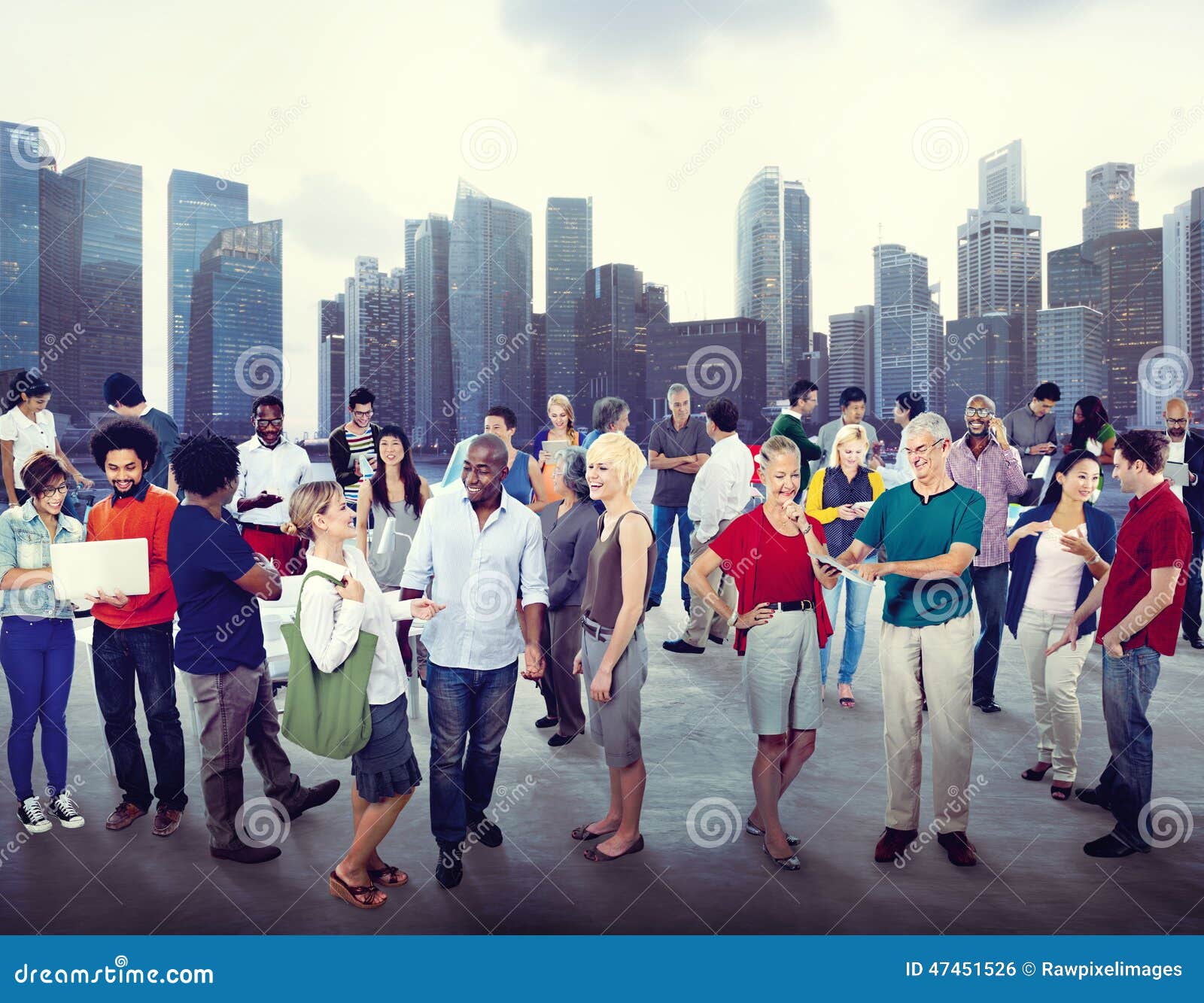 diversity community business people cityscape background concept