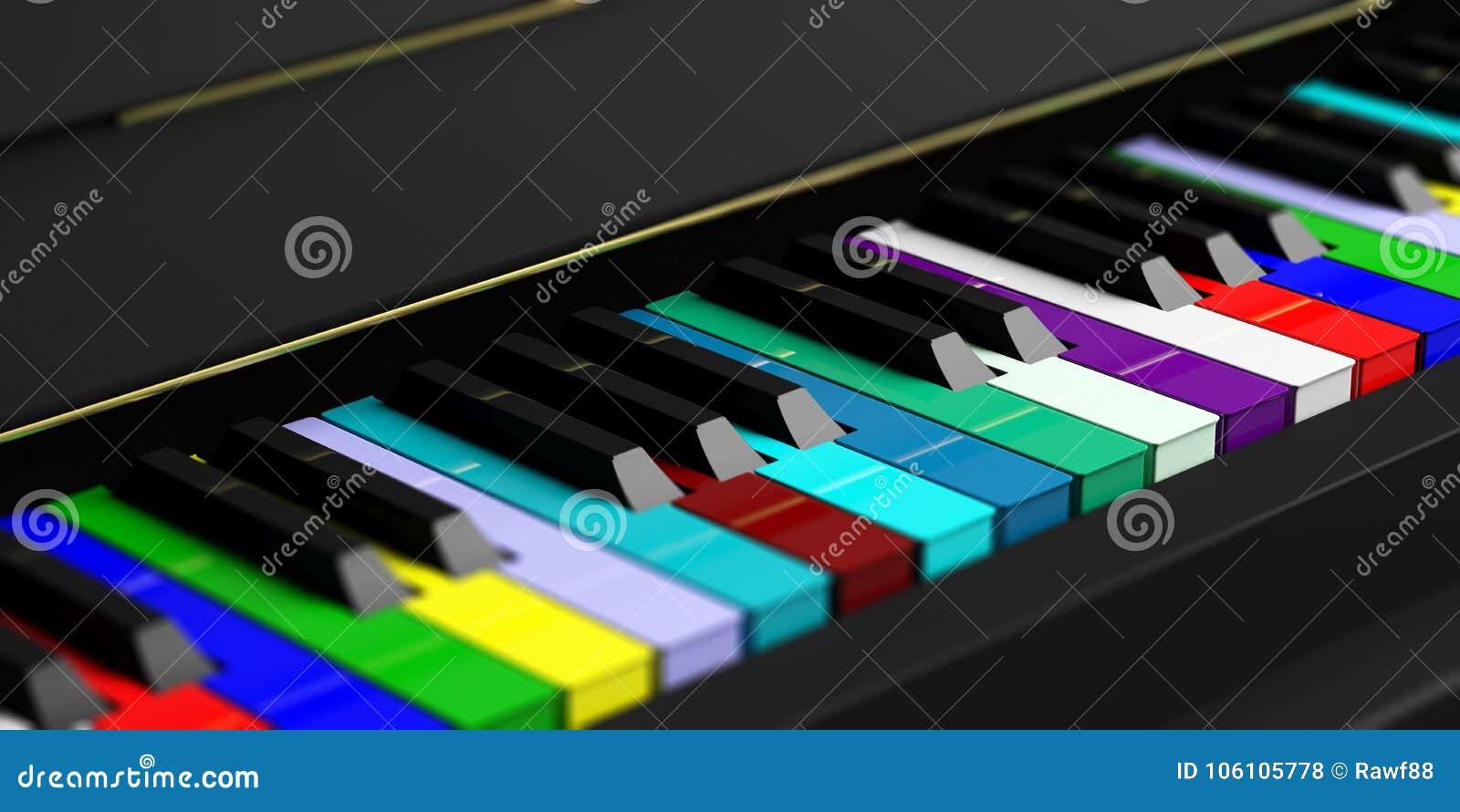 Colorful Piano Keyboard. 3d Illustration Stock Illustration