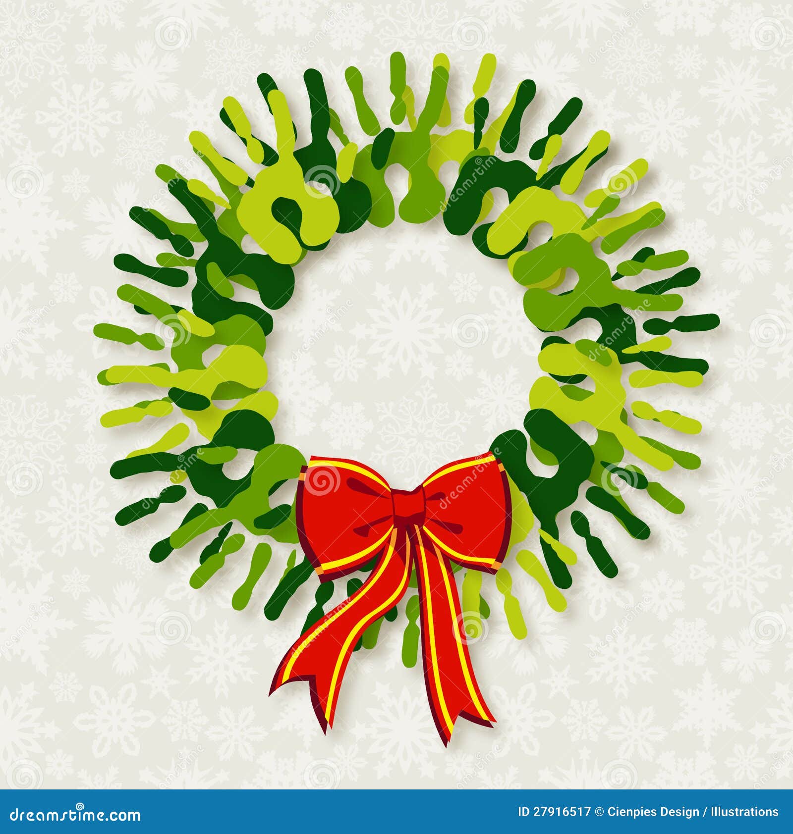 Diversity Green Hands Christmas Wreath. Stock Vector 