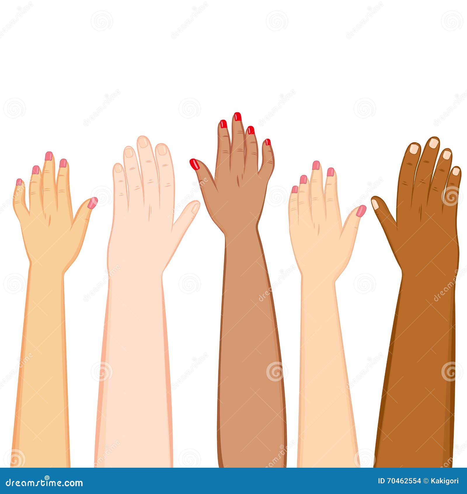 Diversity Hands Skin Tones stock vector. Illustration of latino - 70462554