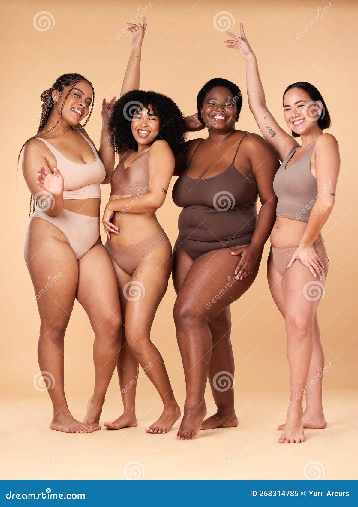 Diversity Women, Celebration and Body Portrait of Friends Group Together  for Inclusion, Beauty and Power. Underwear Stock Image - Image of clean,  healthy: 268314785