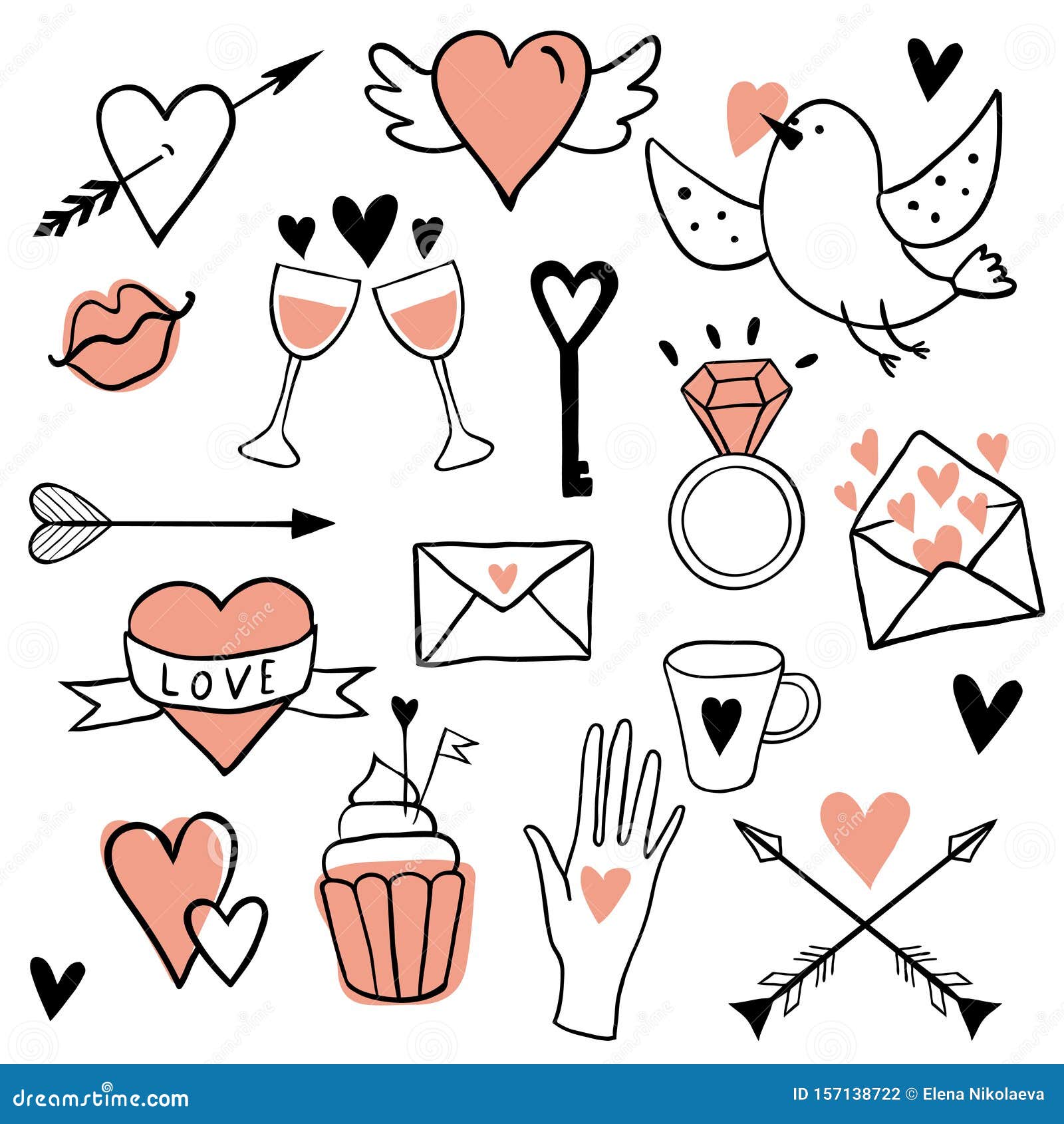 experimental audiencia Produce Divertido Conjunto De Stickers De Amor Ilustración del Vector - Ilustración  de boda, trazado: 157138722