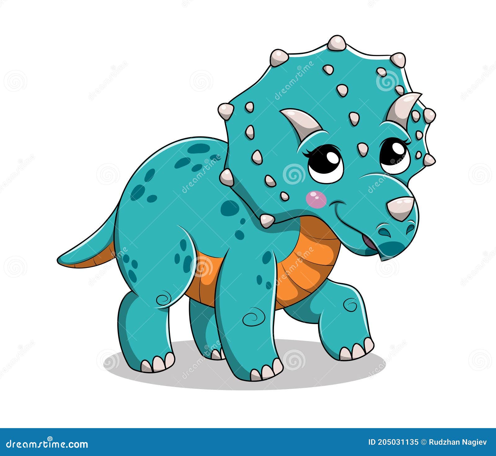 Divertido Dibujos Animados Aislado Bebé Triceratops Dinosaurio. Ilustración  del Vector - Ilustración de dragones, equipo: 205031135