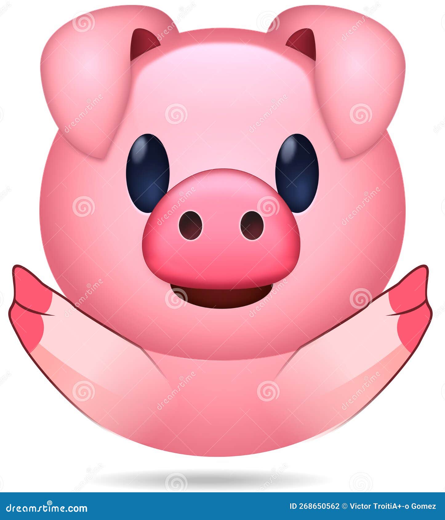 divertido emoticono de cerdo rosa