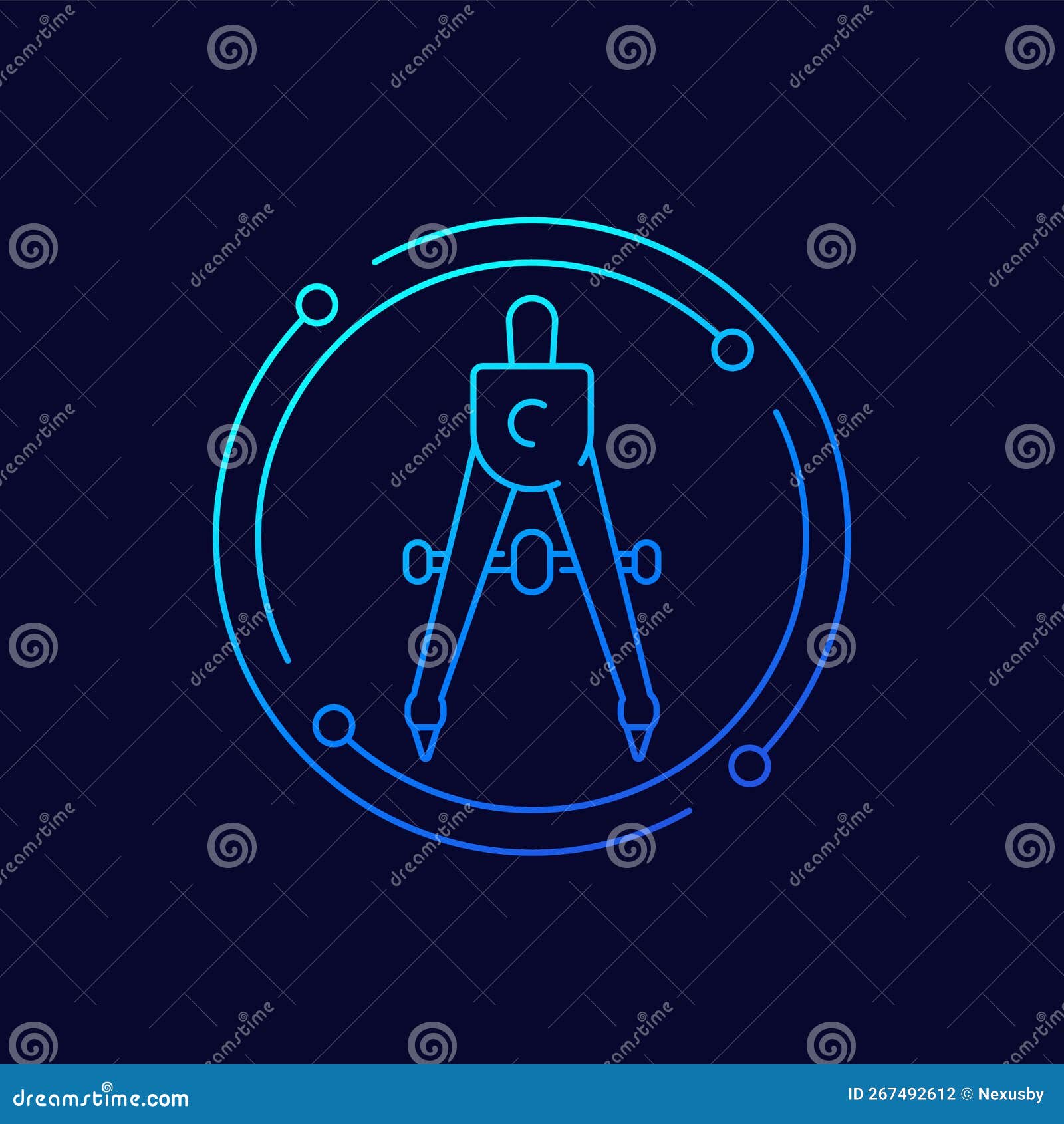 Divider Icon, Line Vector Design Stock Vector Illustration of circle